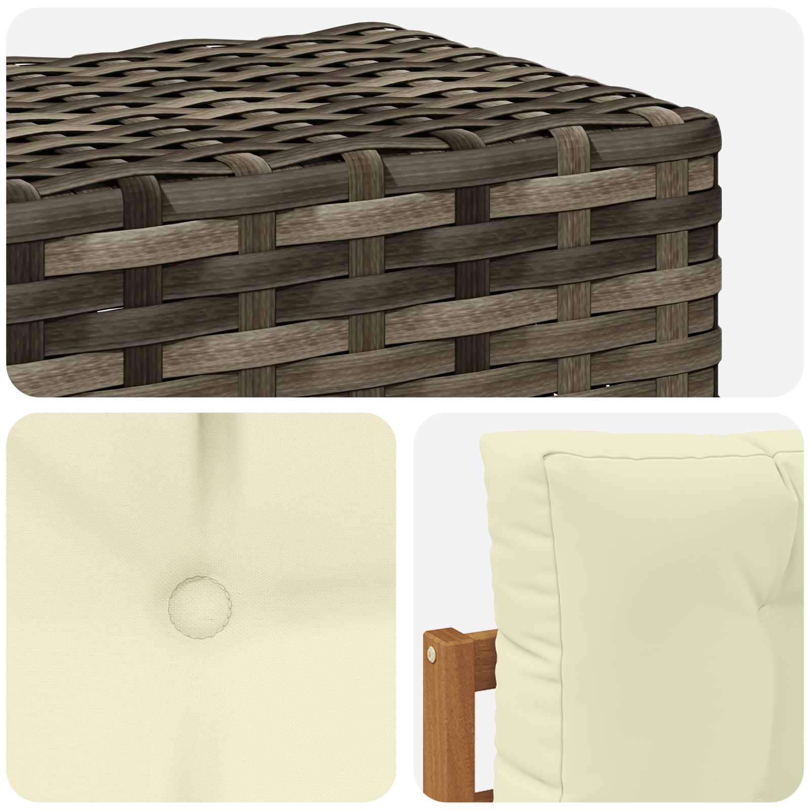 Outdoor Mittelsofa Massivholz Akazie Natur