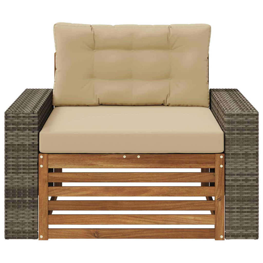 Outdoor Mittelsofa Massivholz Akazie Natur
