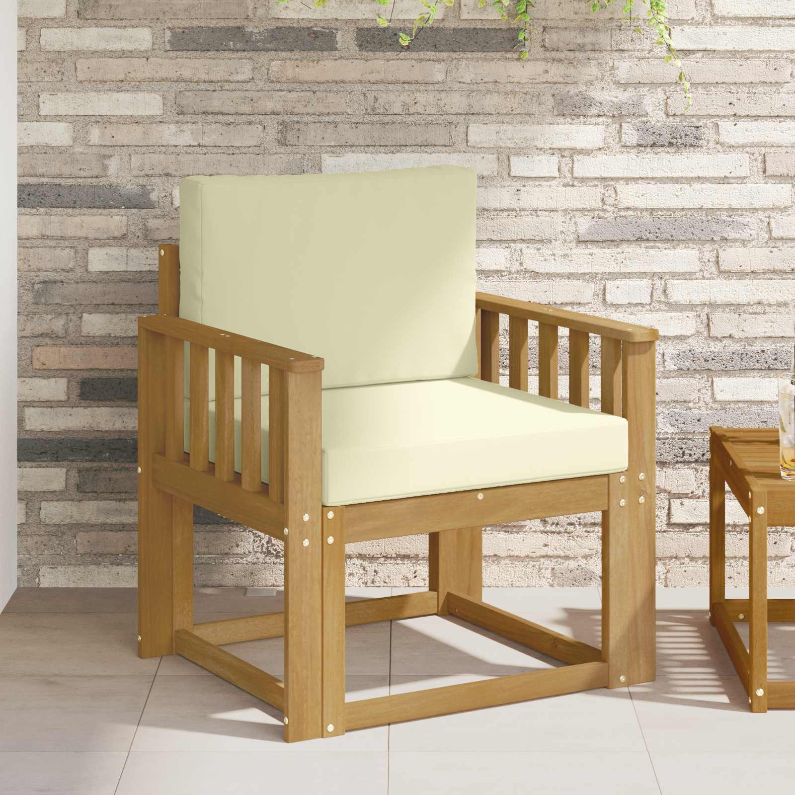 2 Stück Outdoor-Sofagarnitur Polyester Weiß und Creme