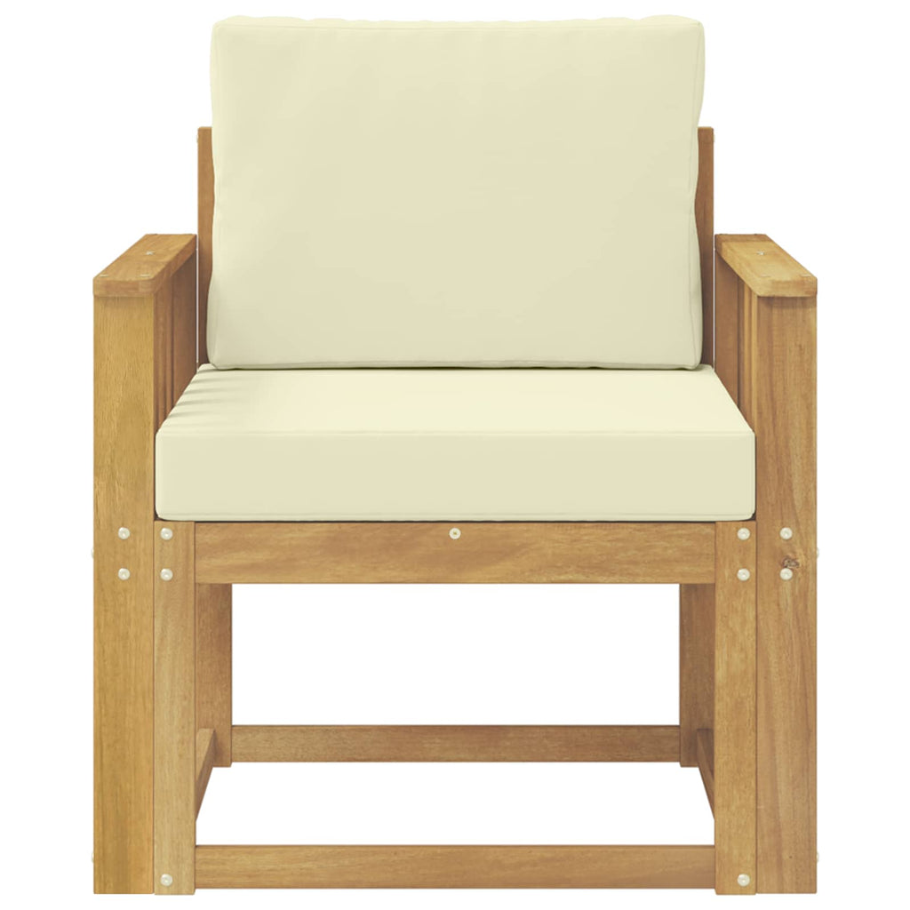 2 Stück Outdoor-Sofagarnitur Polyester Weiß und Creme