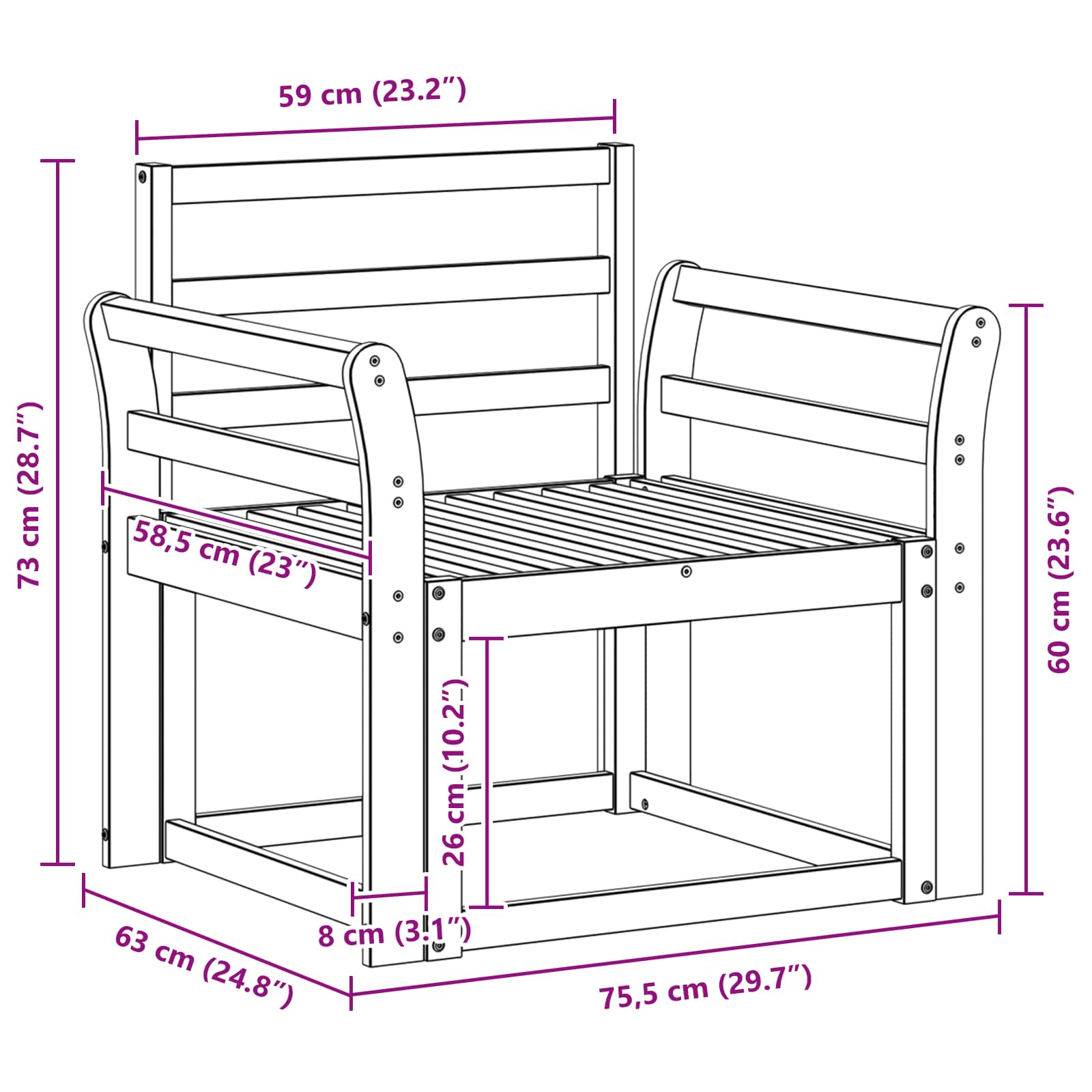 Outdoor-Sofagarnitur Massivholz Akazie Weiß