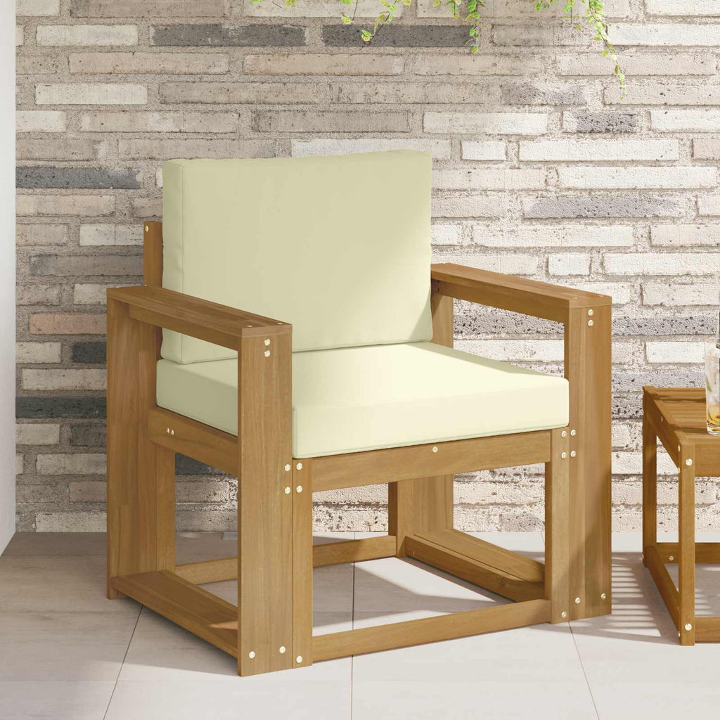 2 Stück Outdoor-Sofagarnitur Polyester Weiß und Creme
