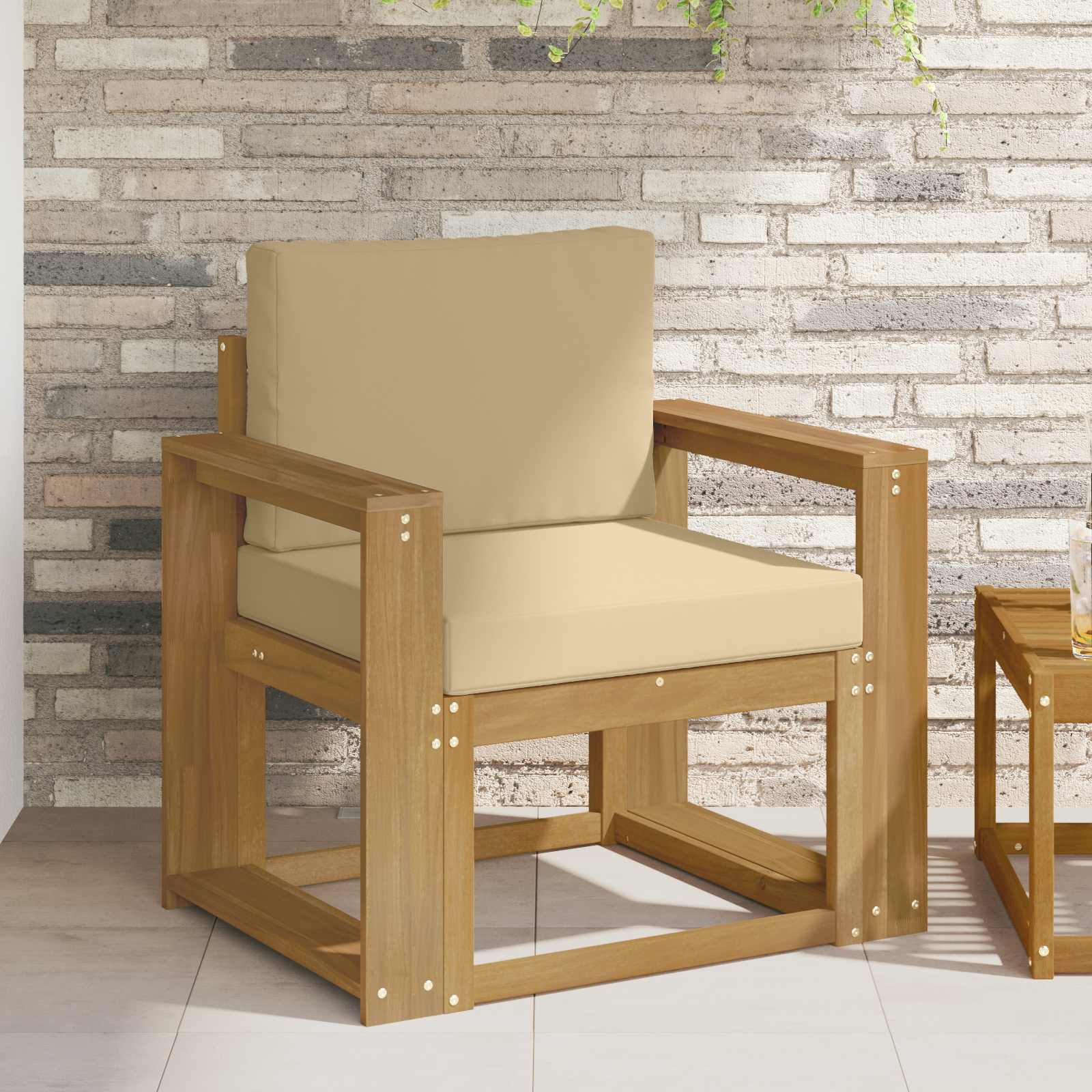 2 Stück Outdoor-Sofagarnitur Polyester Weiß und Beige