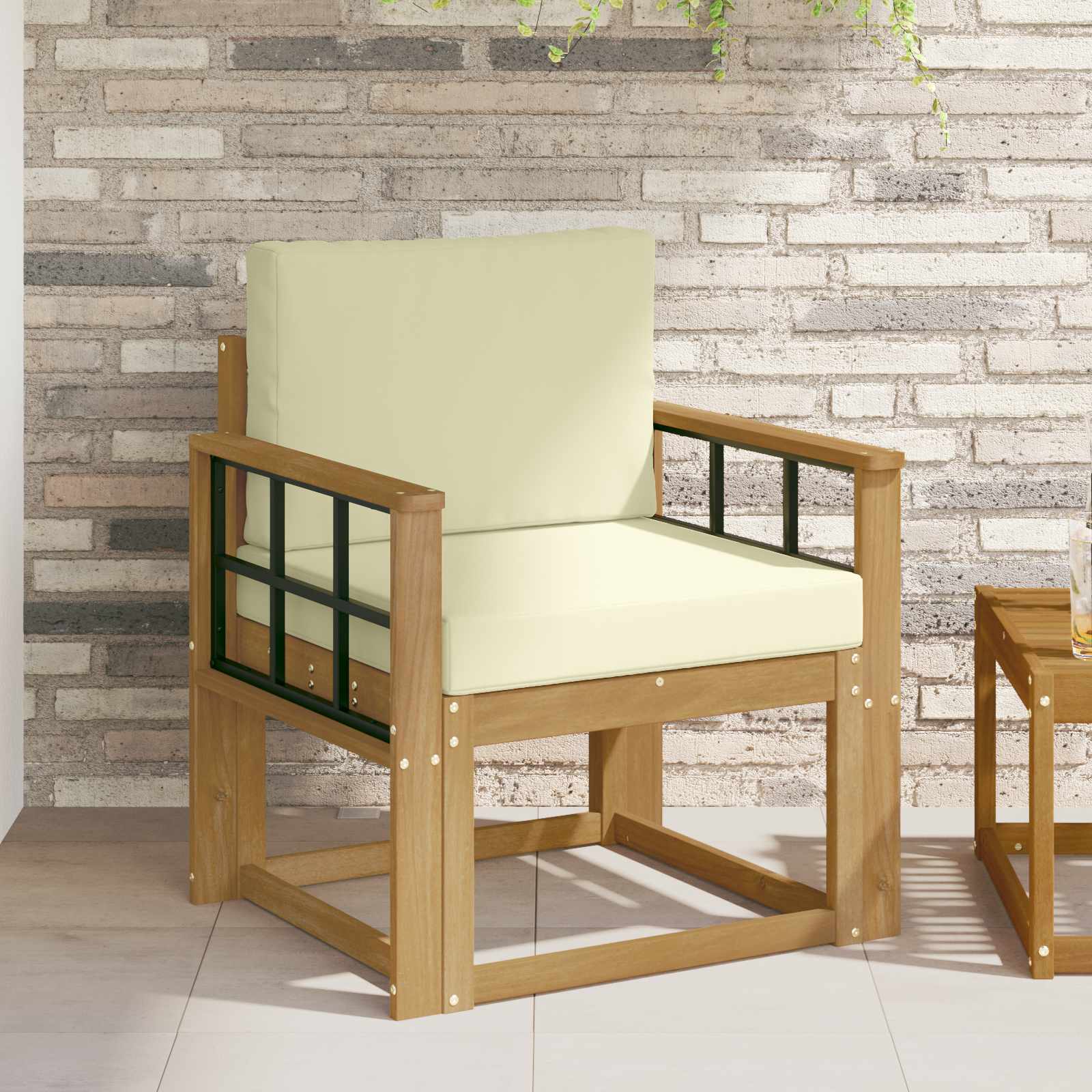 2 Stück Outdoor-Sofagarnitur Polyester Weiß und Creme