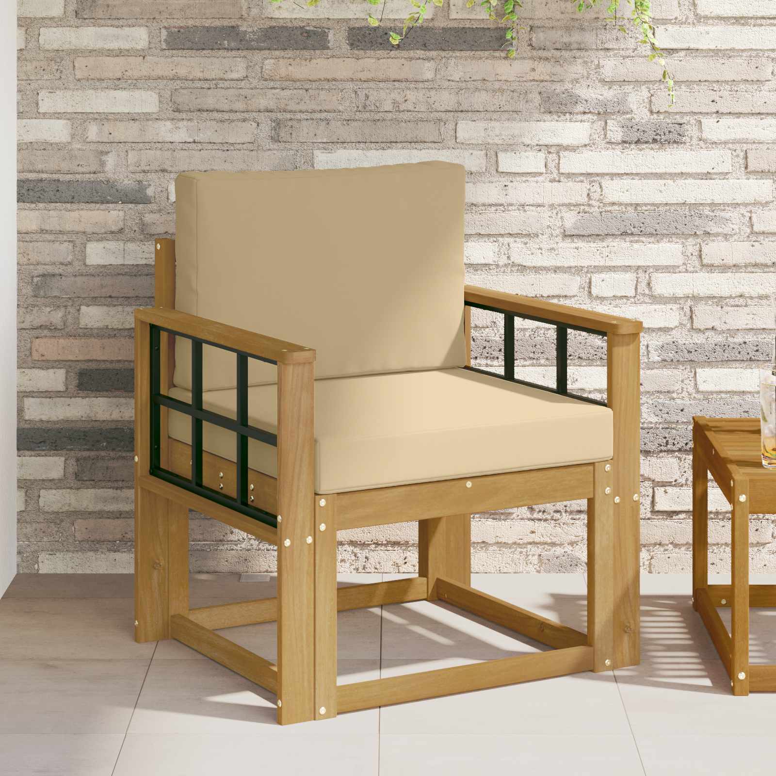 2 Stück Outdoor-Sofagarnitur Polyester Weiß und Beige