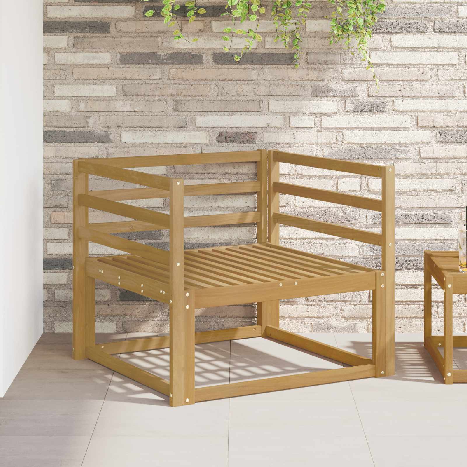 Outdoor Mittelsofa Massivholz Akazie Weiß