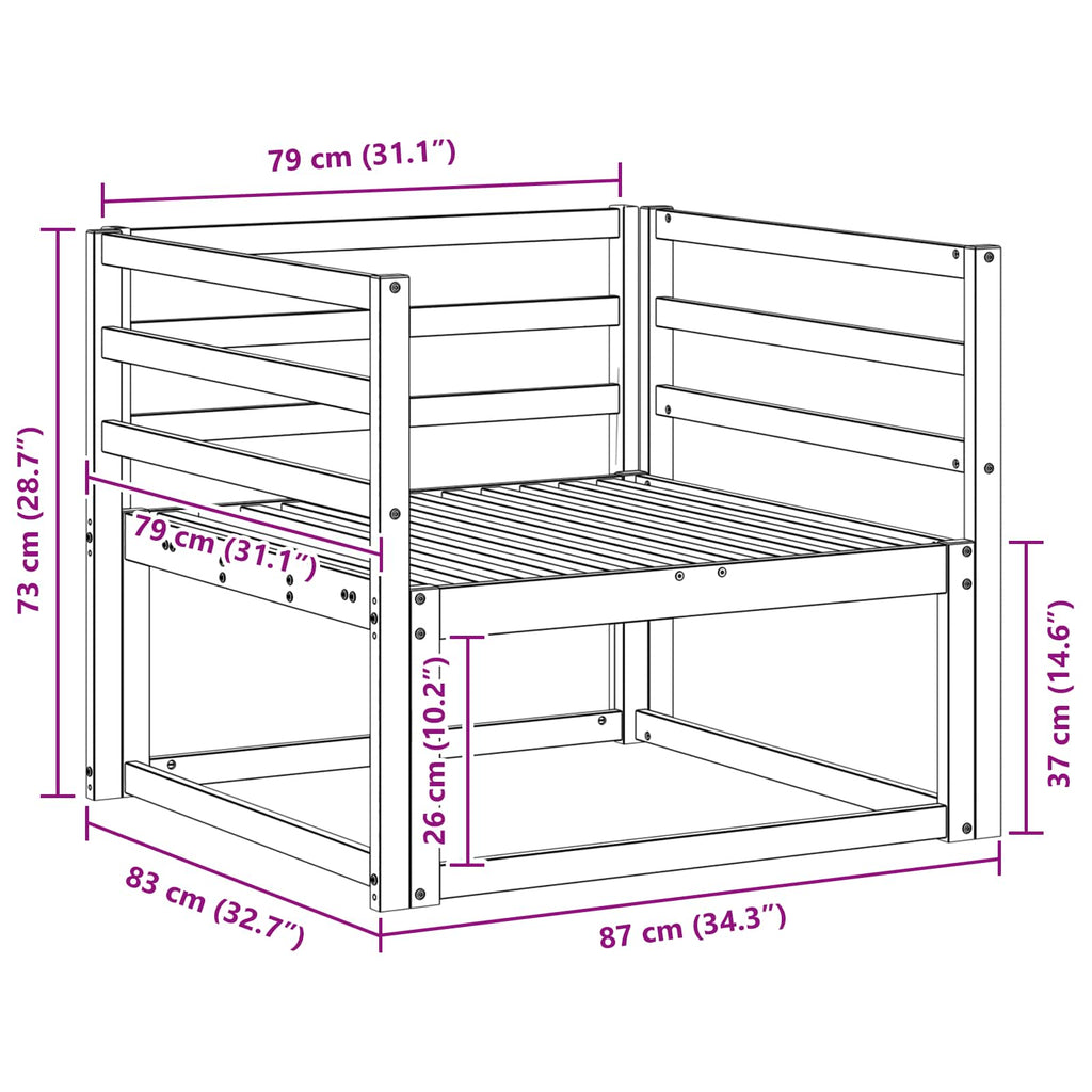 Outdoor Mittelsofa Massivholz Akazie Weiß