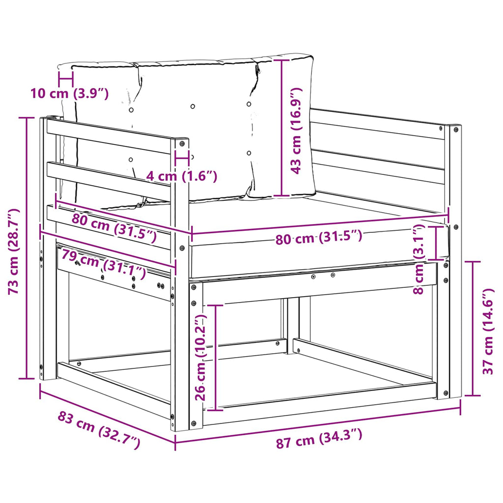 Outdoor Mittelsofa Polyester Weiß