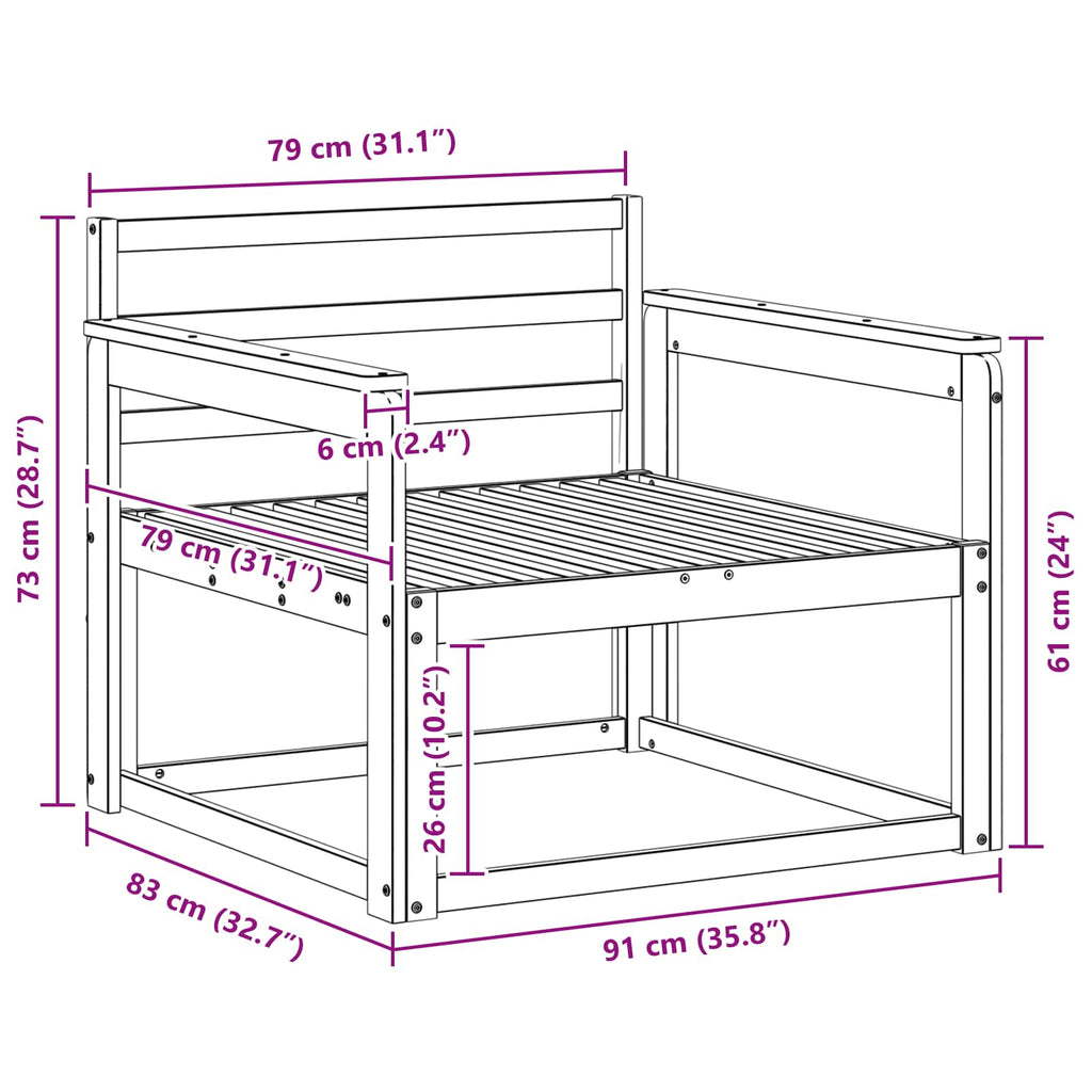 Outdoor Mittelsofa Massivholz Akazie Weiß