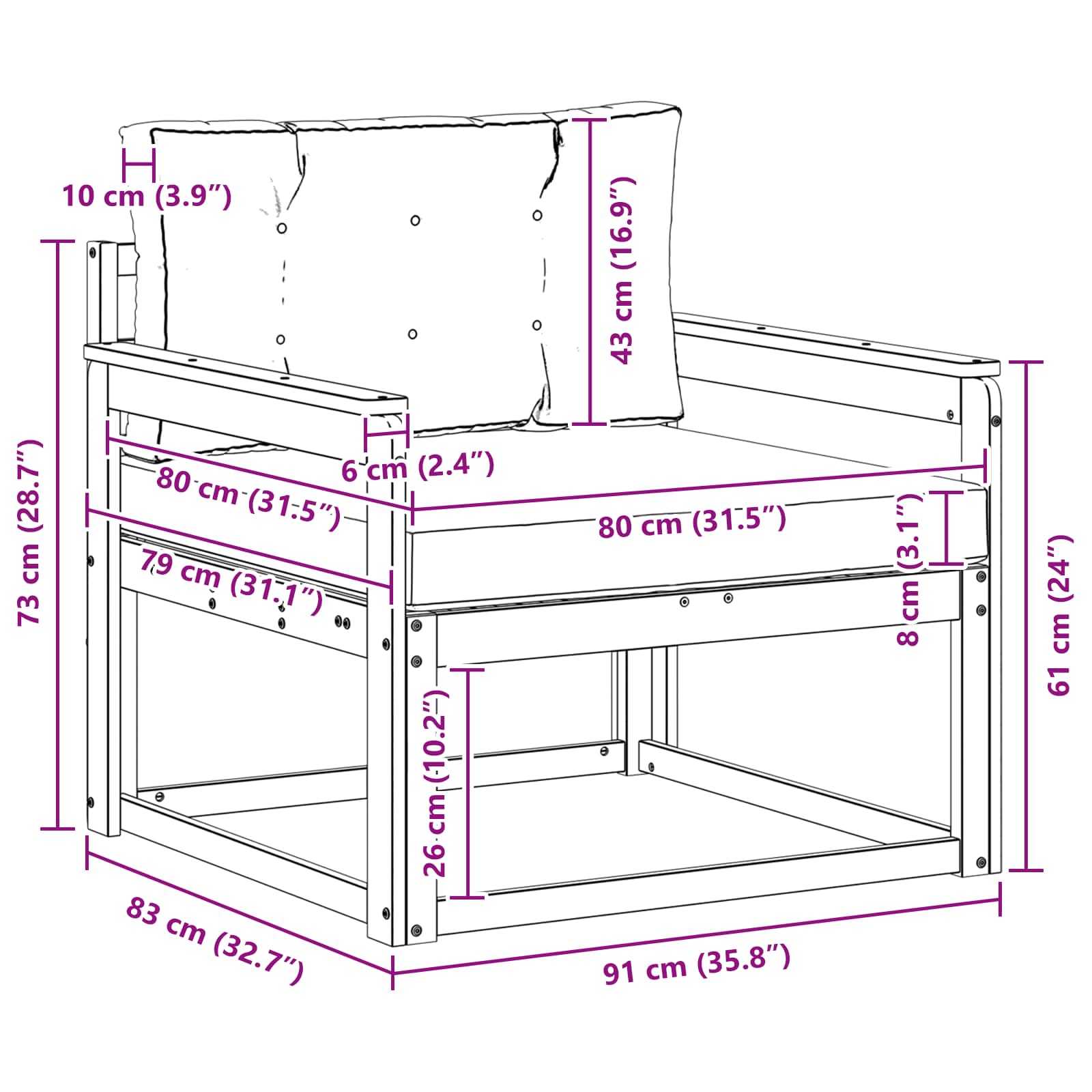 Outdoor Mittelsofa Polyester Weiß