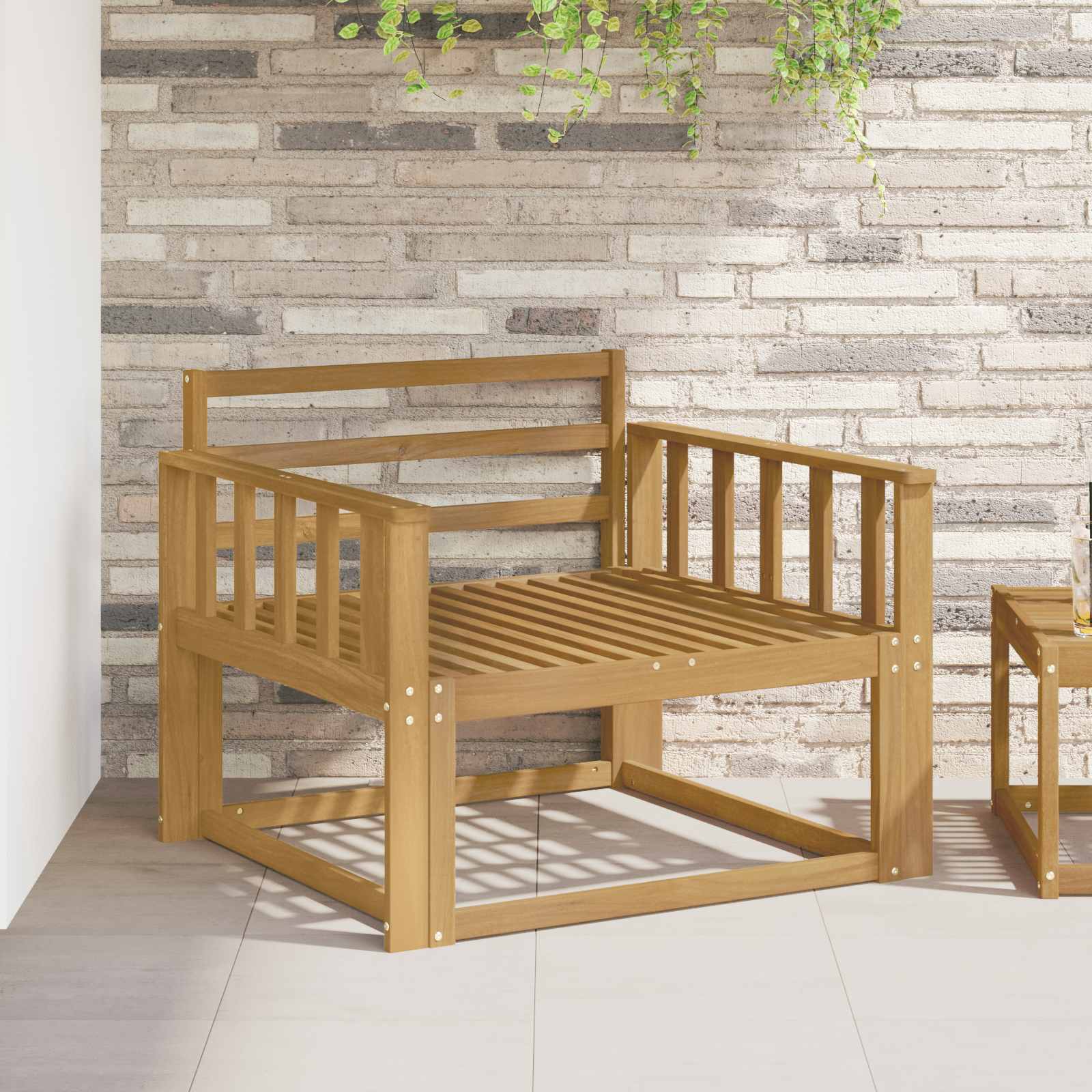 Outdoor Mittelsofa Massivholz Akazie Weiß