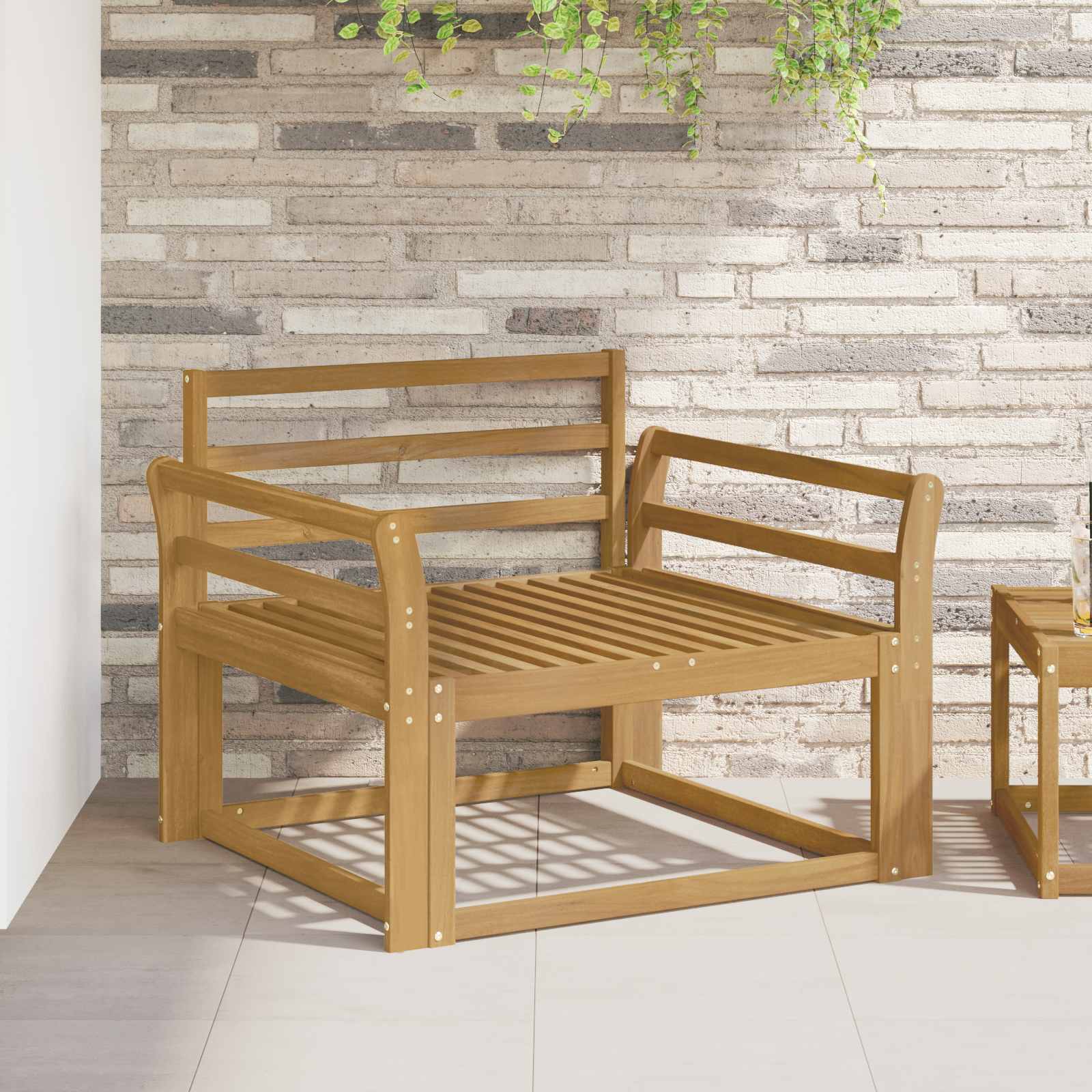 Outdoor Mittelsofa Massivholz Akazie Weiß