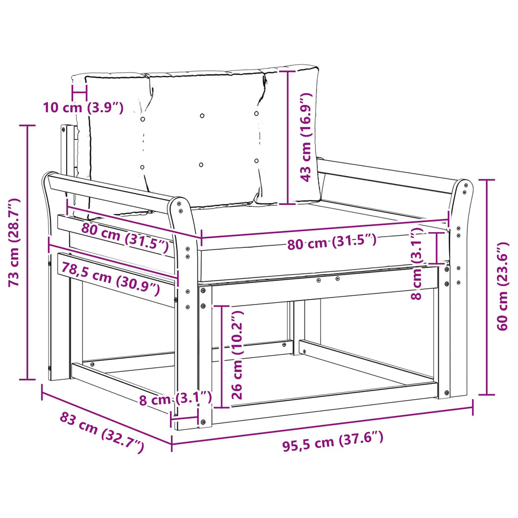Outdoor Mittelsofa Polyester Weiß