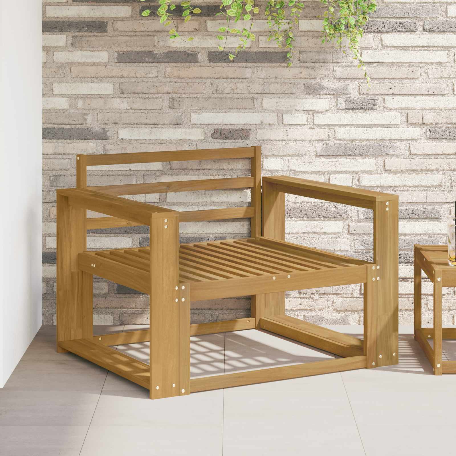 Outdoor Mittelsofa Massivholz Akazie Weiß