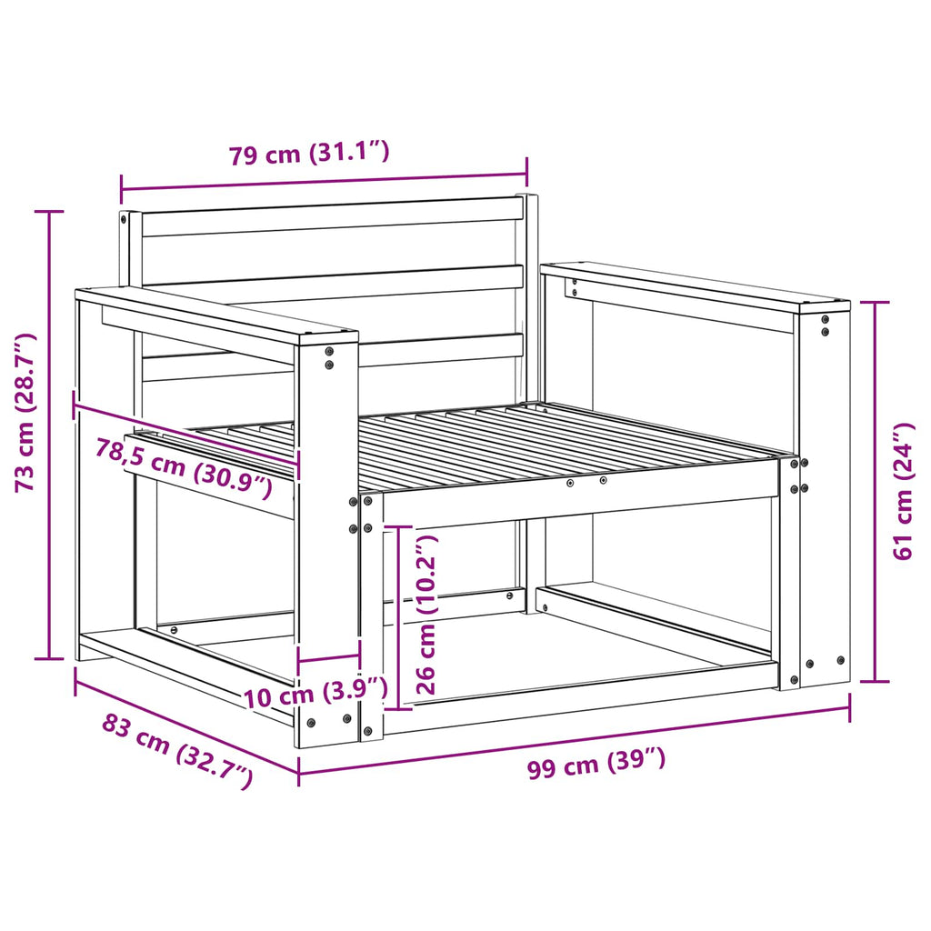 Outdoor Mittelsofa Massivholz Akazie Weiß