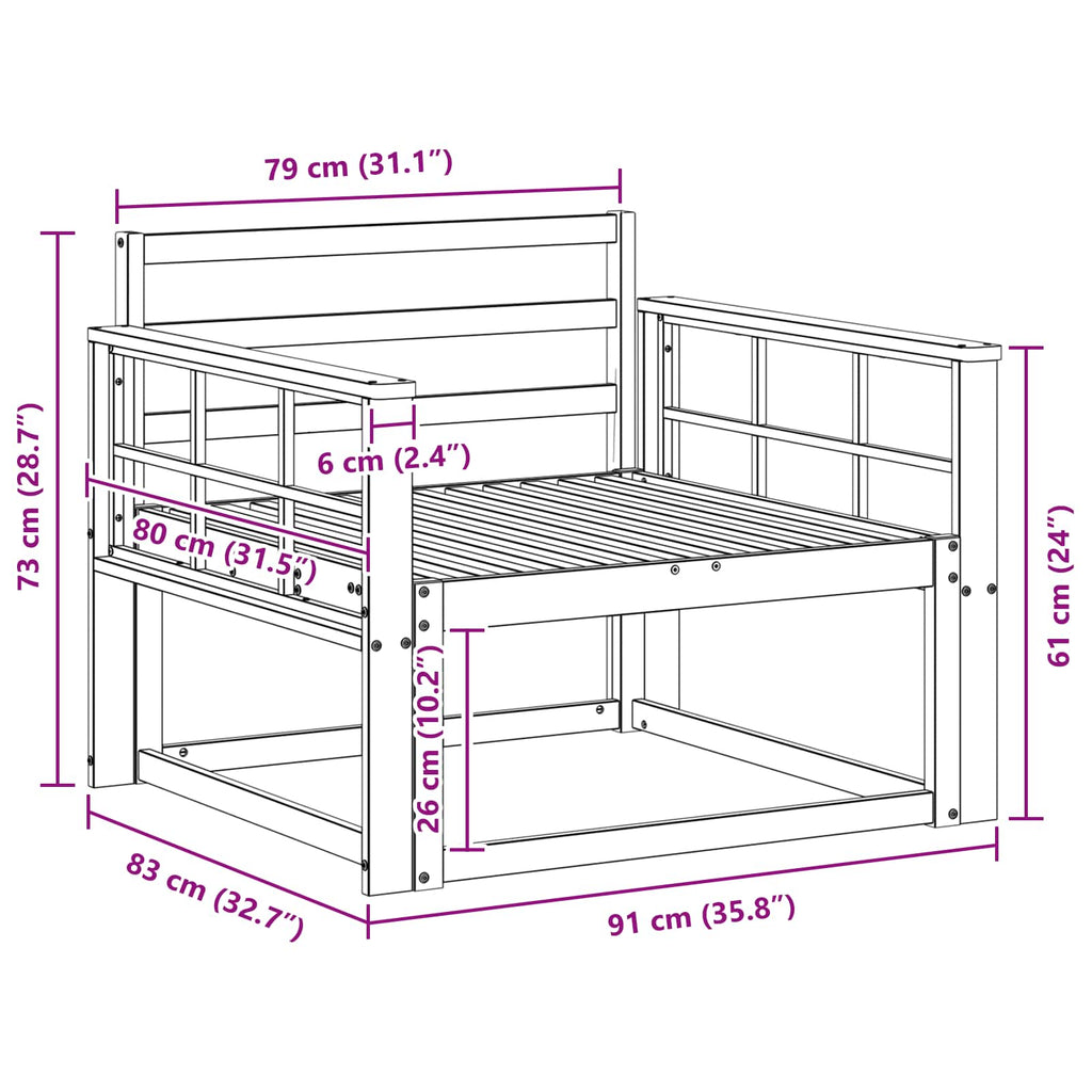 Outdoor Mittelsofa Massivholz Akazie Weiß