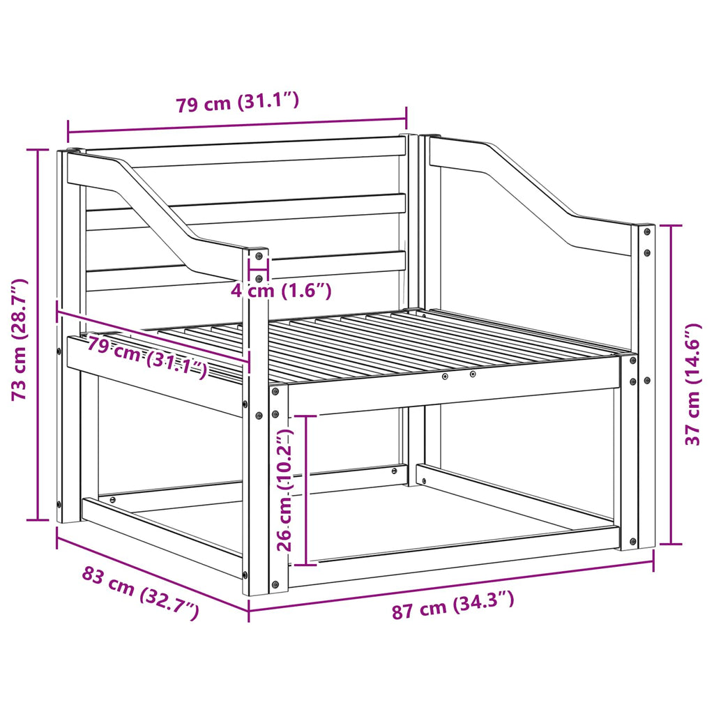 Outdoor Mittelsofa Massivholz Akazie Weiß