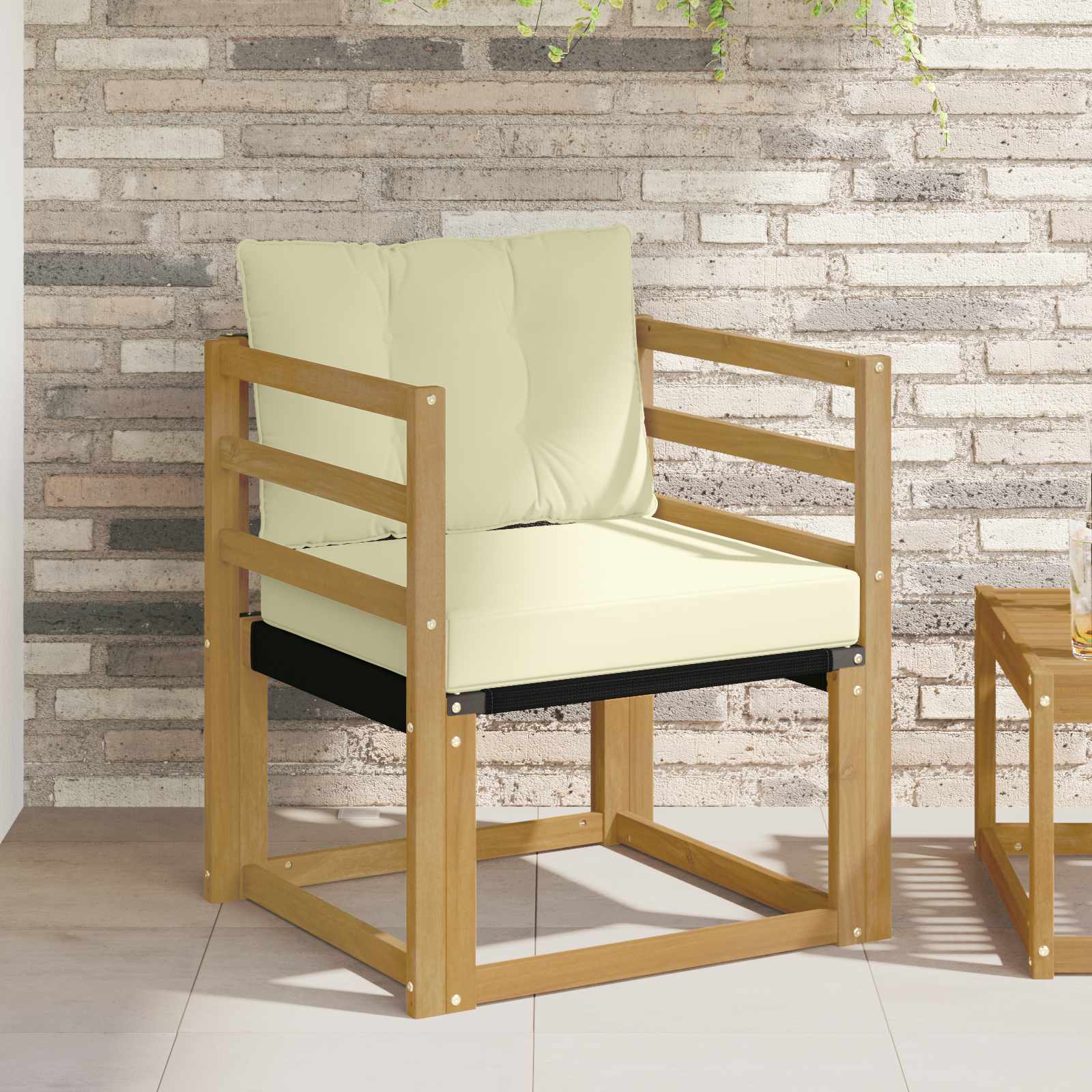 Outdoor-Sofa Massives Akazienholz und Textilene Weiß