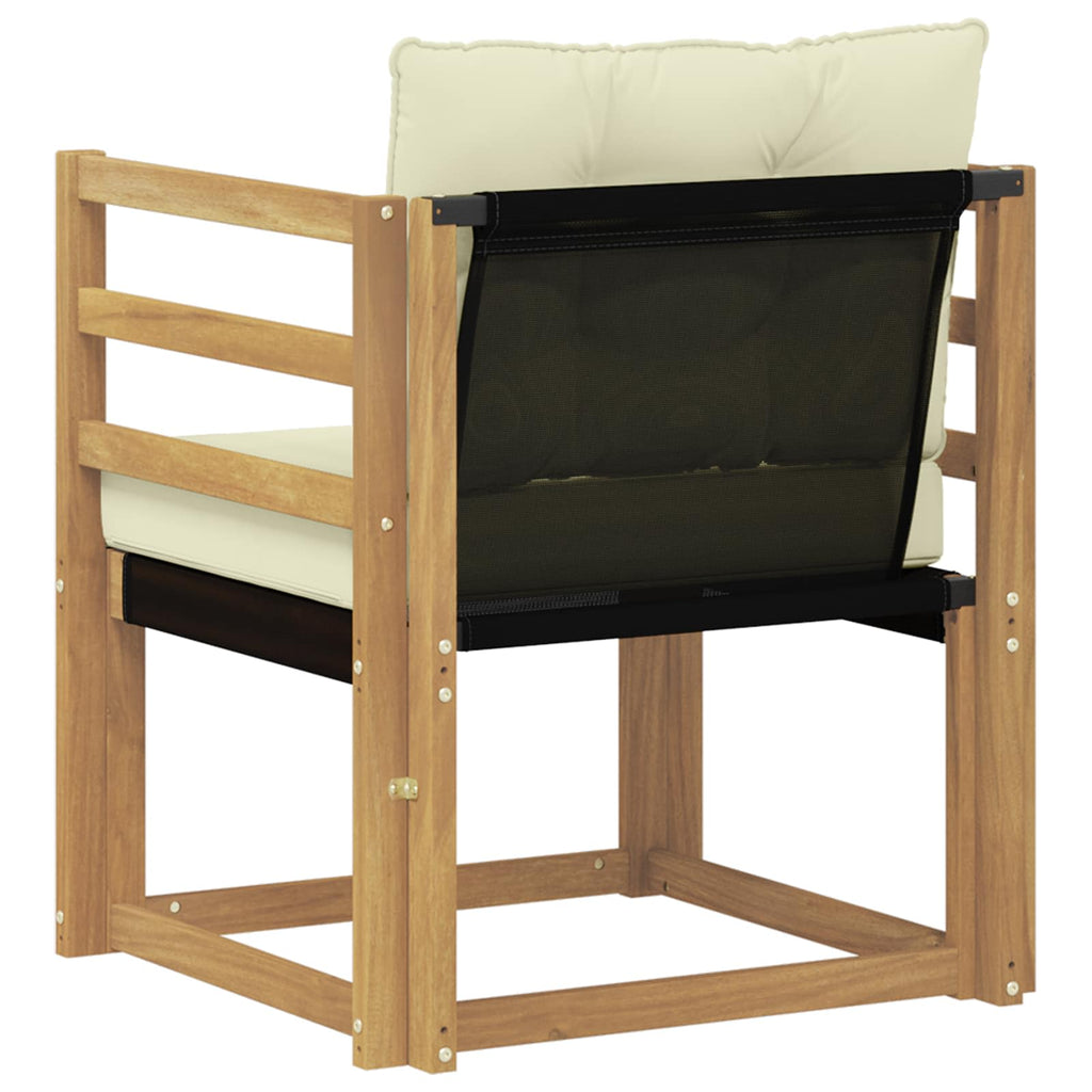 Outdoor-Sofa Massives Akazienholz und Textilene Weiß