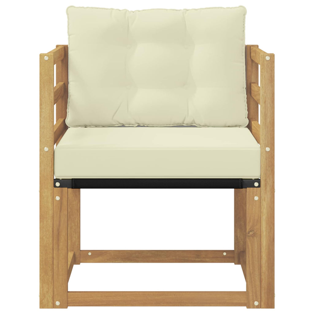 Outdoor-Sofa Massives Akazienholz und Textilene Weiß