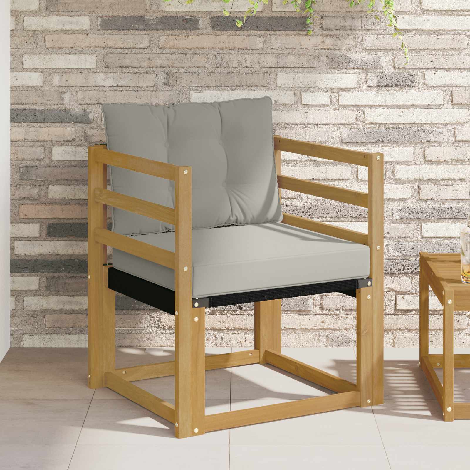 Outdoor-Sofa Massives Akazienholz und Textilene Weiß