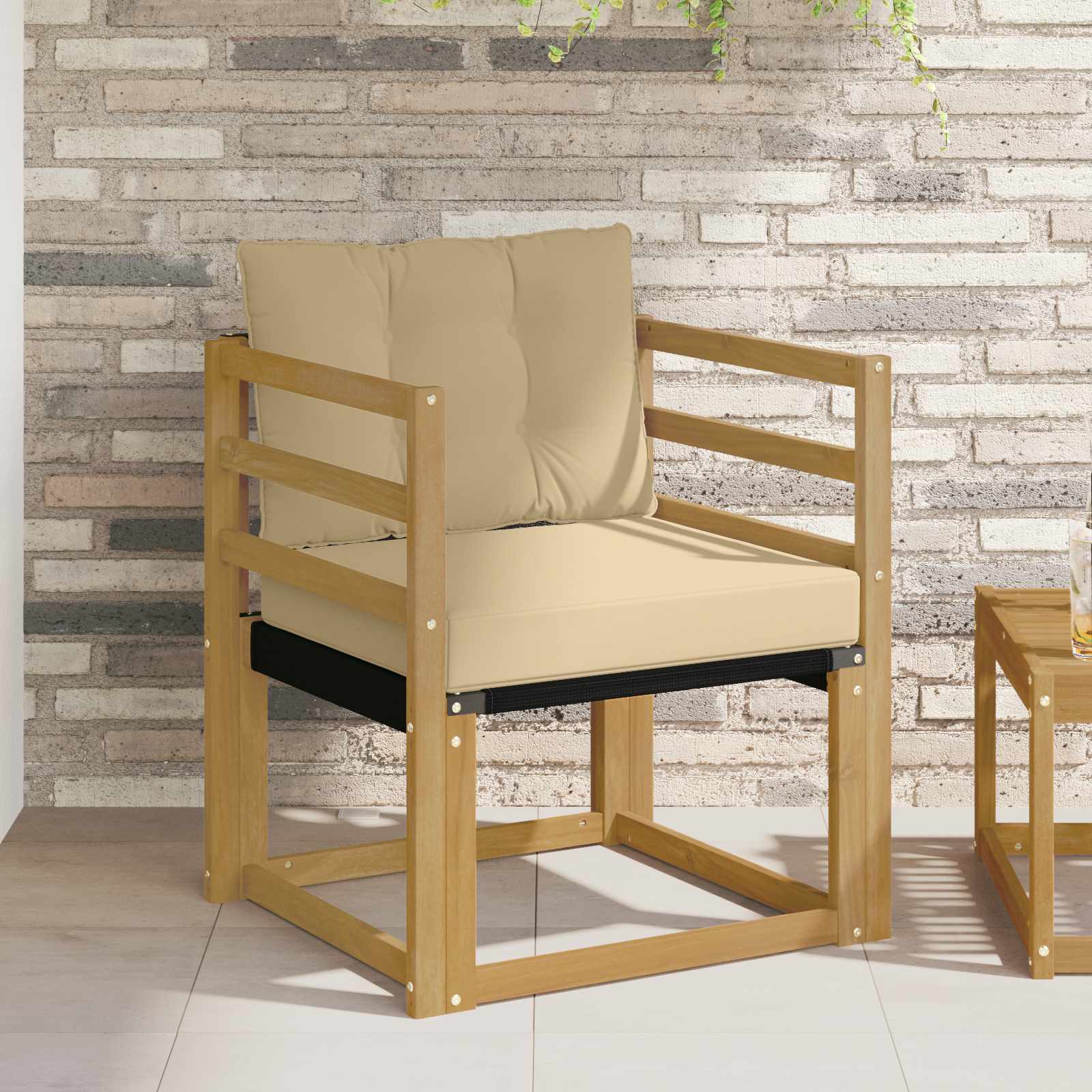 Outdoor-Sofa Massives Akazienholz und Textilene Weiß
