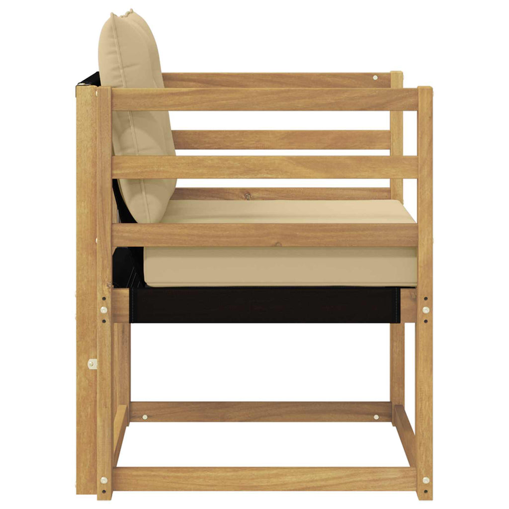 Outdoor-Sofa Massives Akazienholz und Textilene Weiß