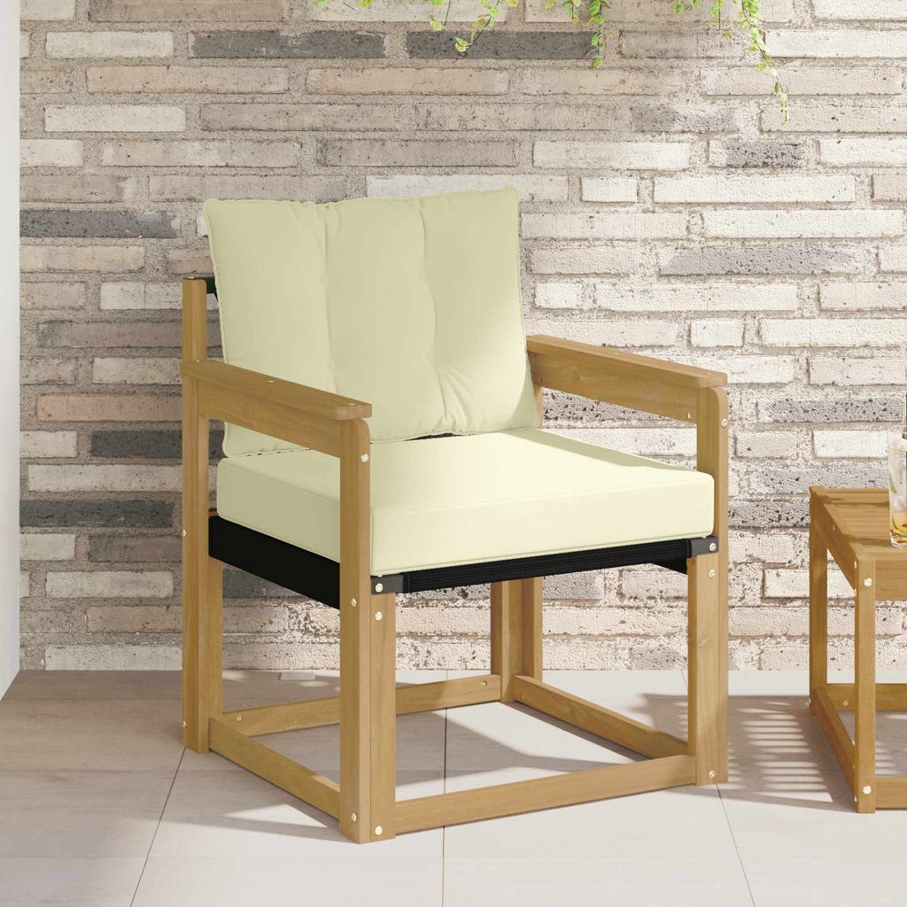Outdoor-Sofa Massives Akazienholz und Textilene Weiß