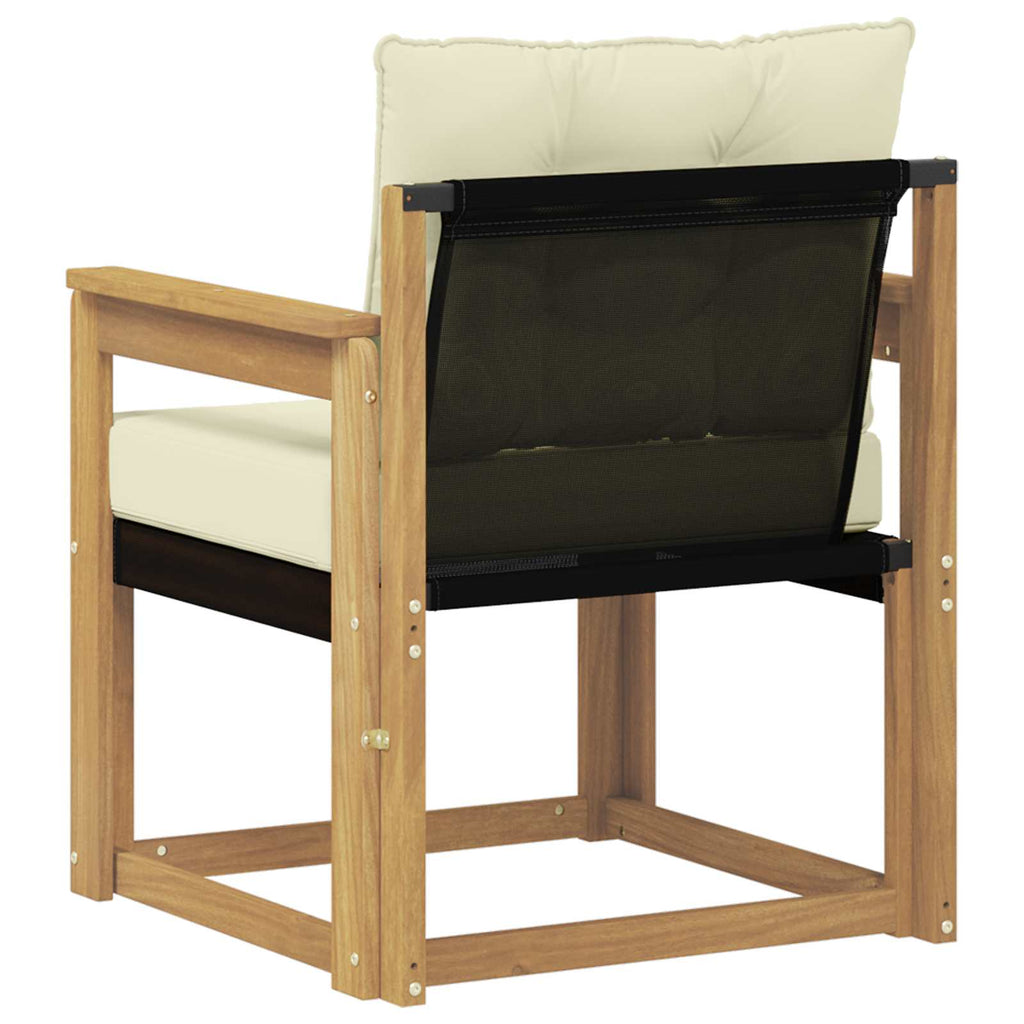 Outdoor-Sofa Massives Akazienholz und Textilene Weiß