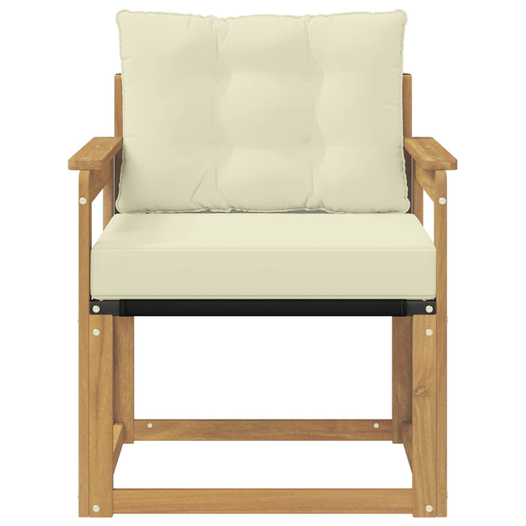 Outdoor-Sofa Massives Akazienholz und Textilene Weiß