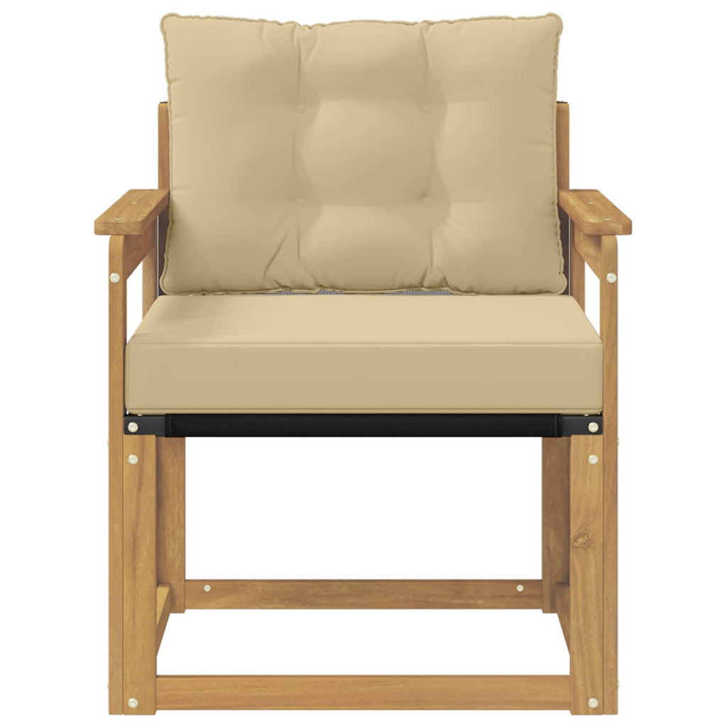 Outdoor-Sofa Massives Akazienholz und Textilene Weiß