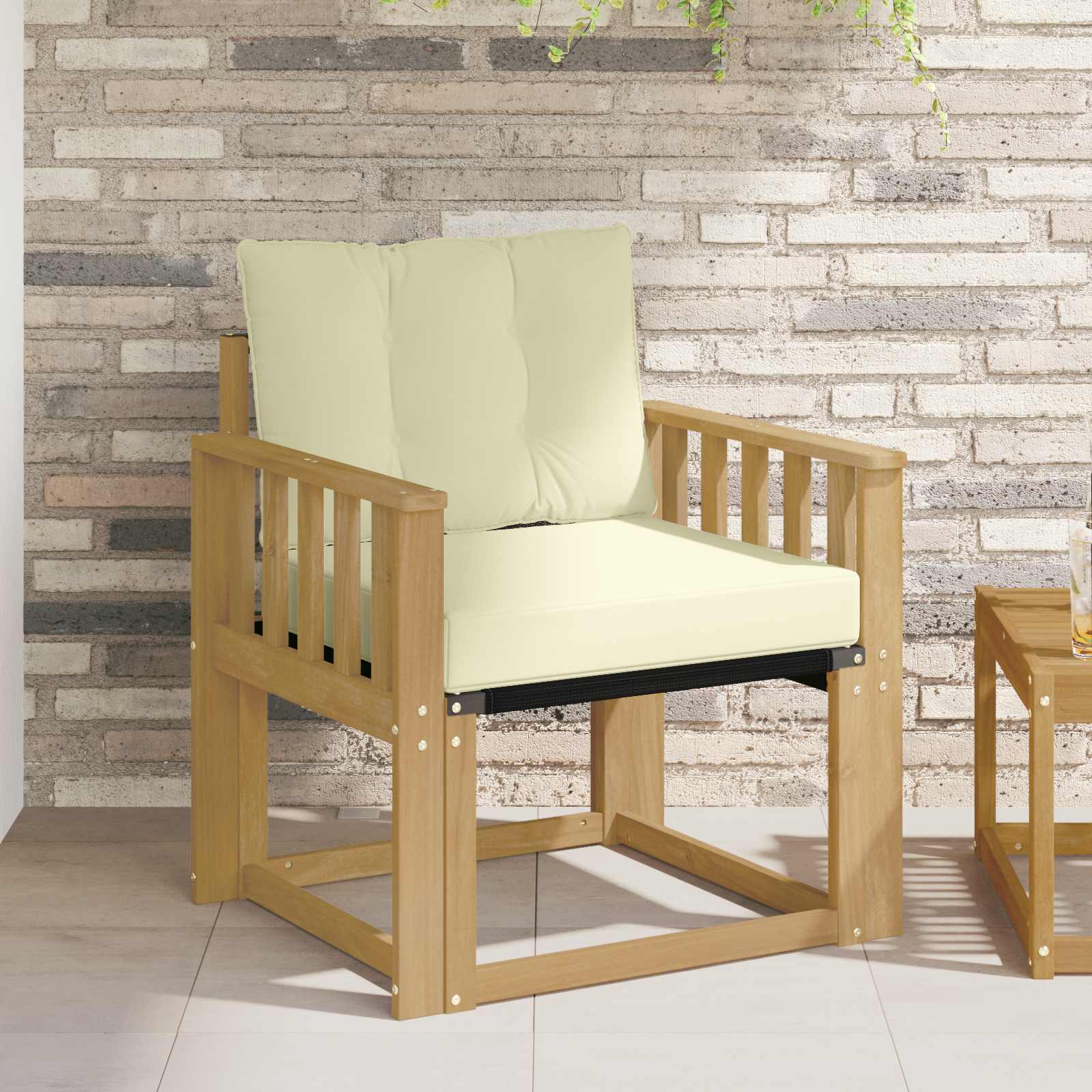 Outdoor-Sofa Massives Akazienholz und Textilene Weiß