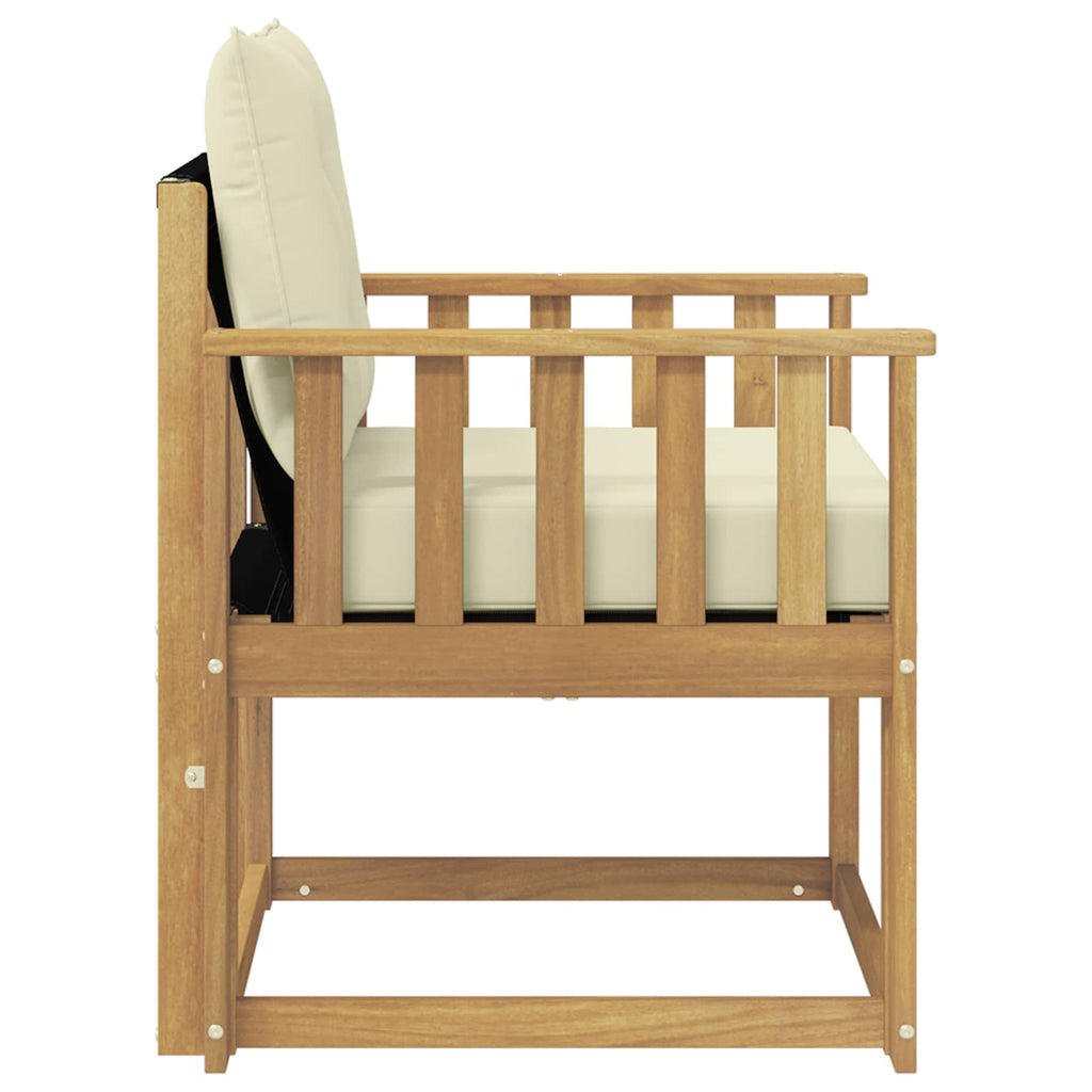 Outdoor-Sofa Massives Akazienholz und Textilene Weiß
