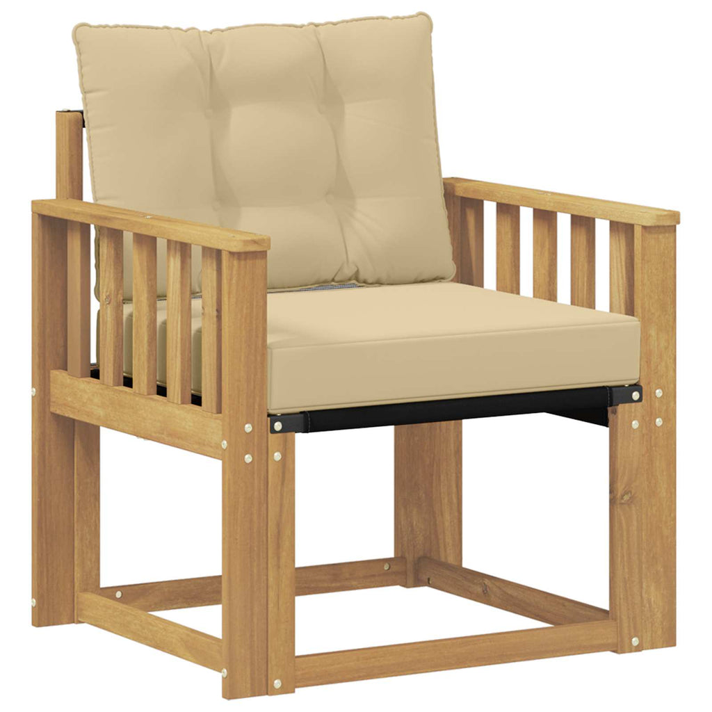 Outdoor-Sofa Massives Akazienholz und Textilene Weiß