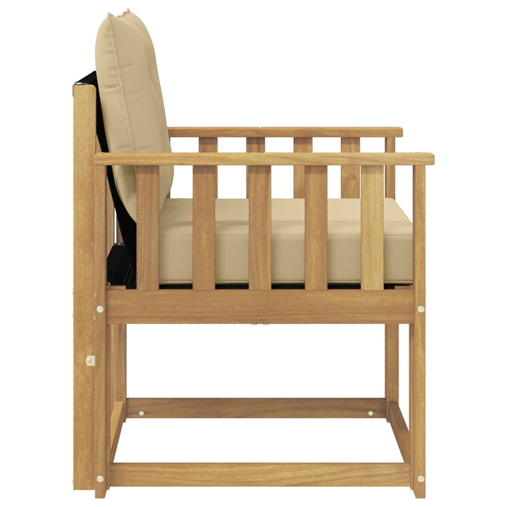 Outdoor-Sofa Massives Akazienholz und Textilene Weiß
