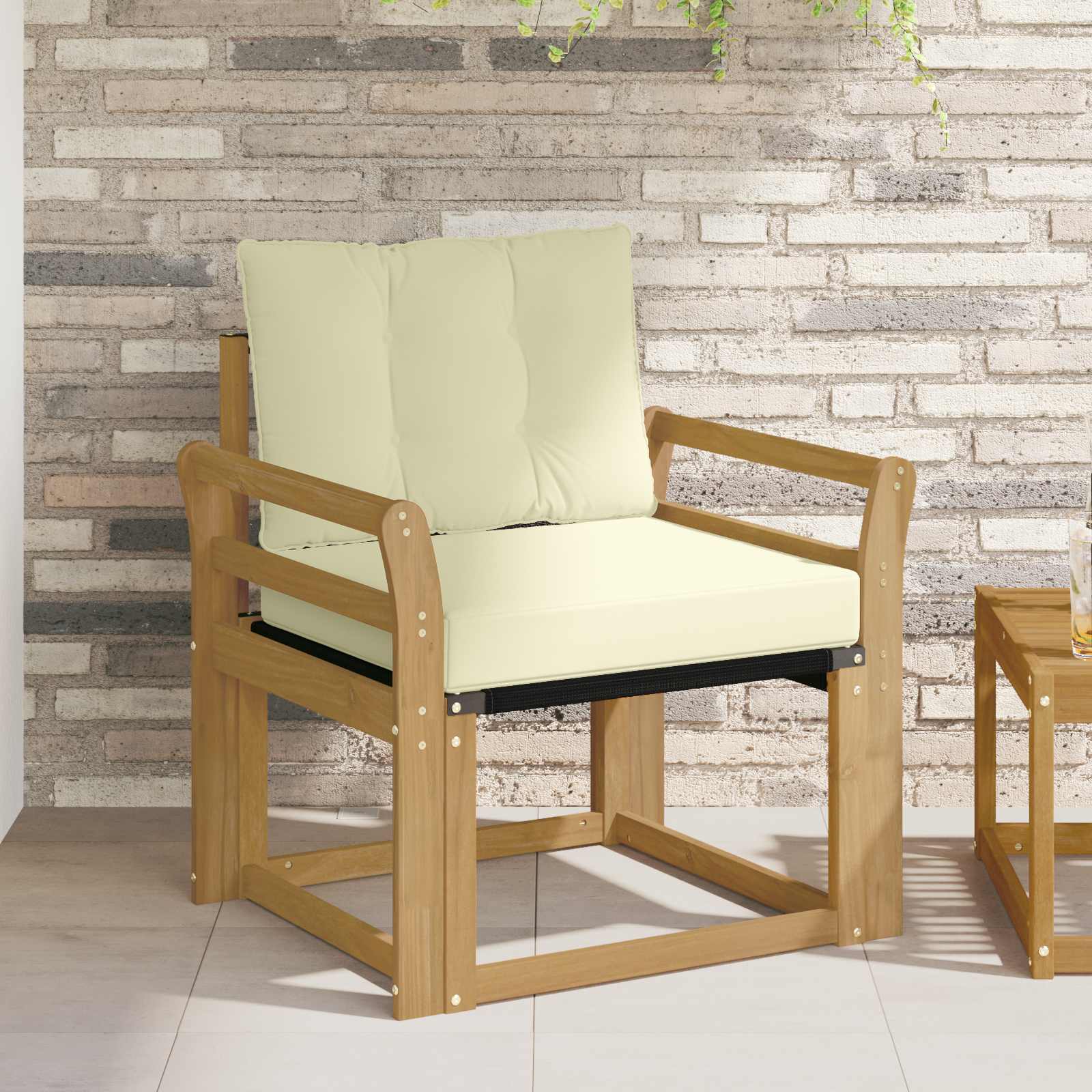 Outdoor-Sofa Massives Akazienholz und Textilene Weiß