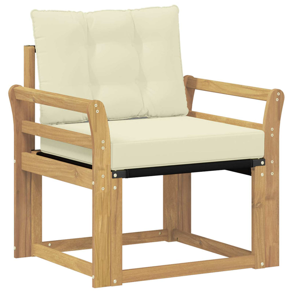 Outdoor-Sofa Massives Akazienholz und Textilene Weiß