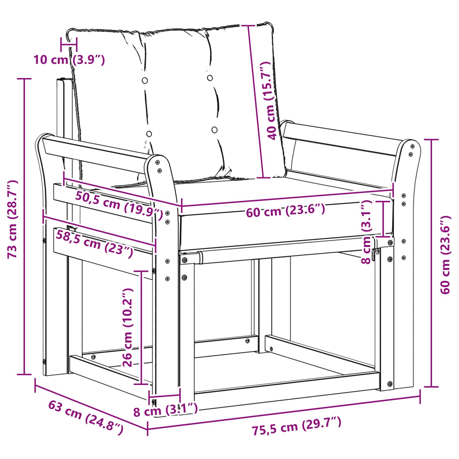Outdoor-Sofa Massives Akazienholz und Textilene Weiß