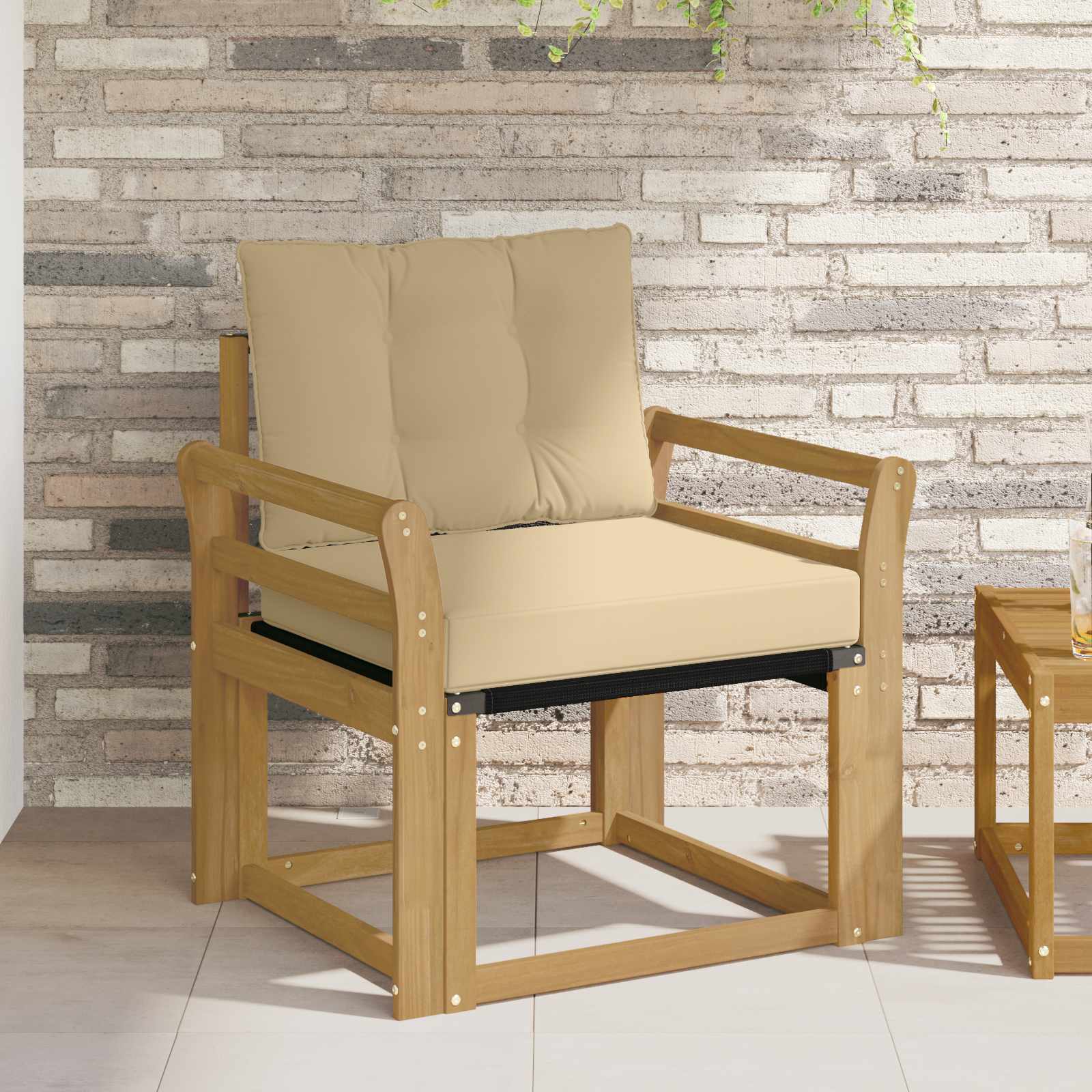 Outdoor-Sofa Massives Akazienholz und Textilene Weiß