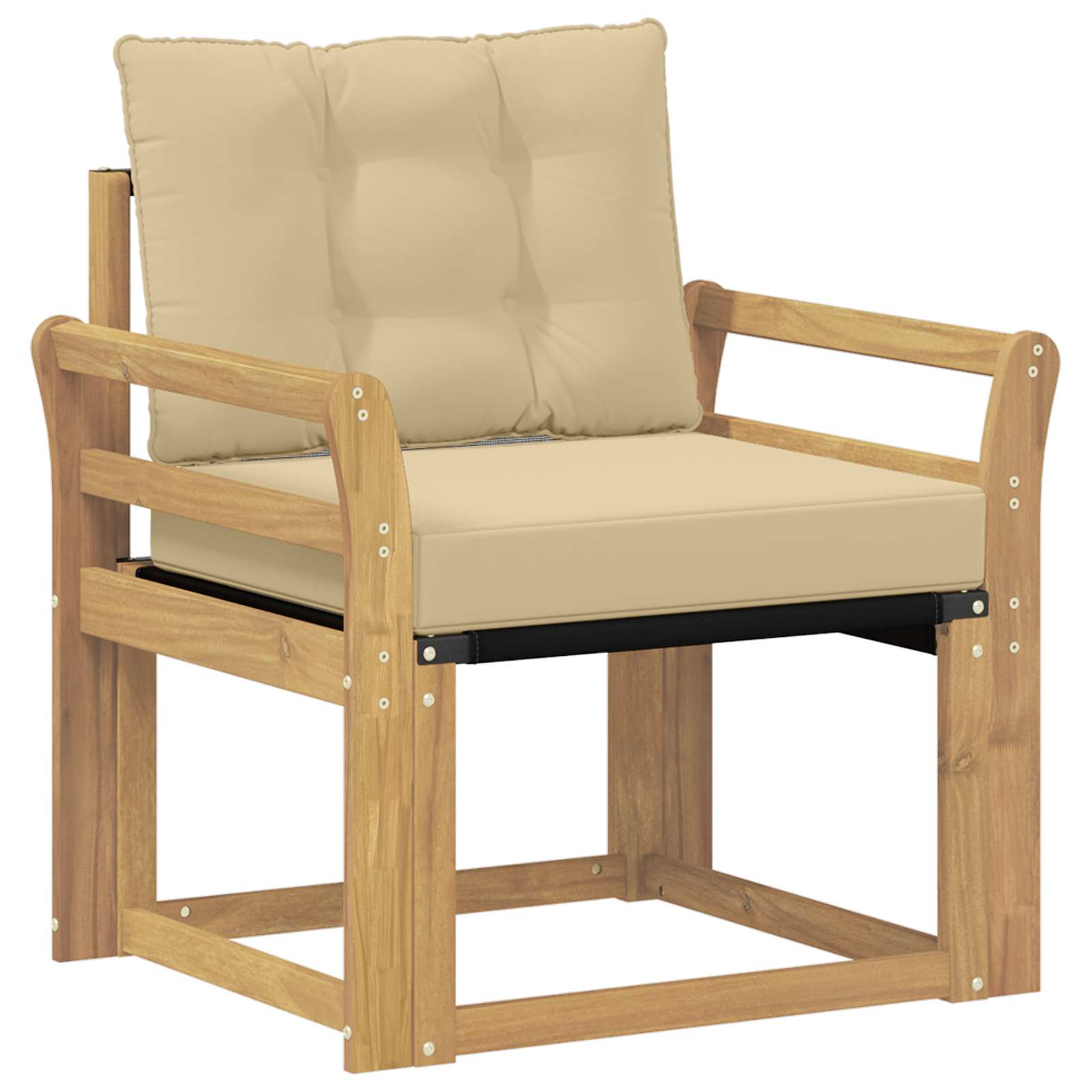 Outdoor-Sofa Massives Akazienholz und Textilene Weiß
