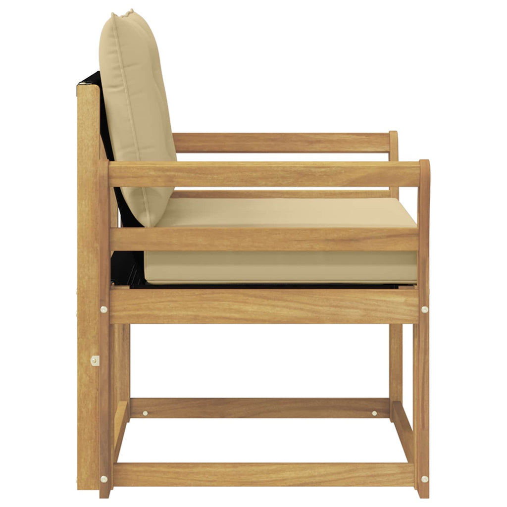Outdoor-Sofa Massives Akazienholz und Textilene Weiß
