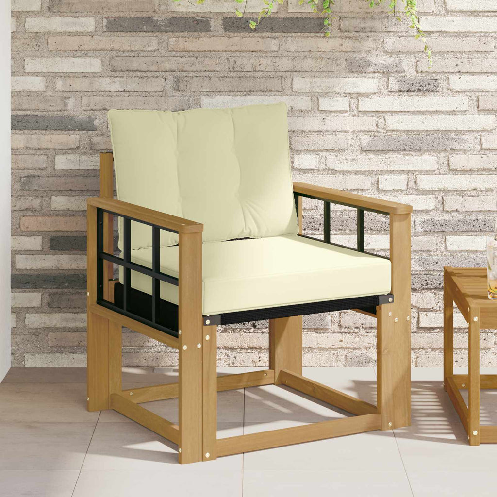 Outdoor-Sofa Massives Akazienholz und Textilene Weiß