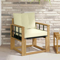 Outdoor-Sofa Massives Akazienholz und Textilene Weiß