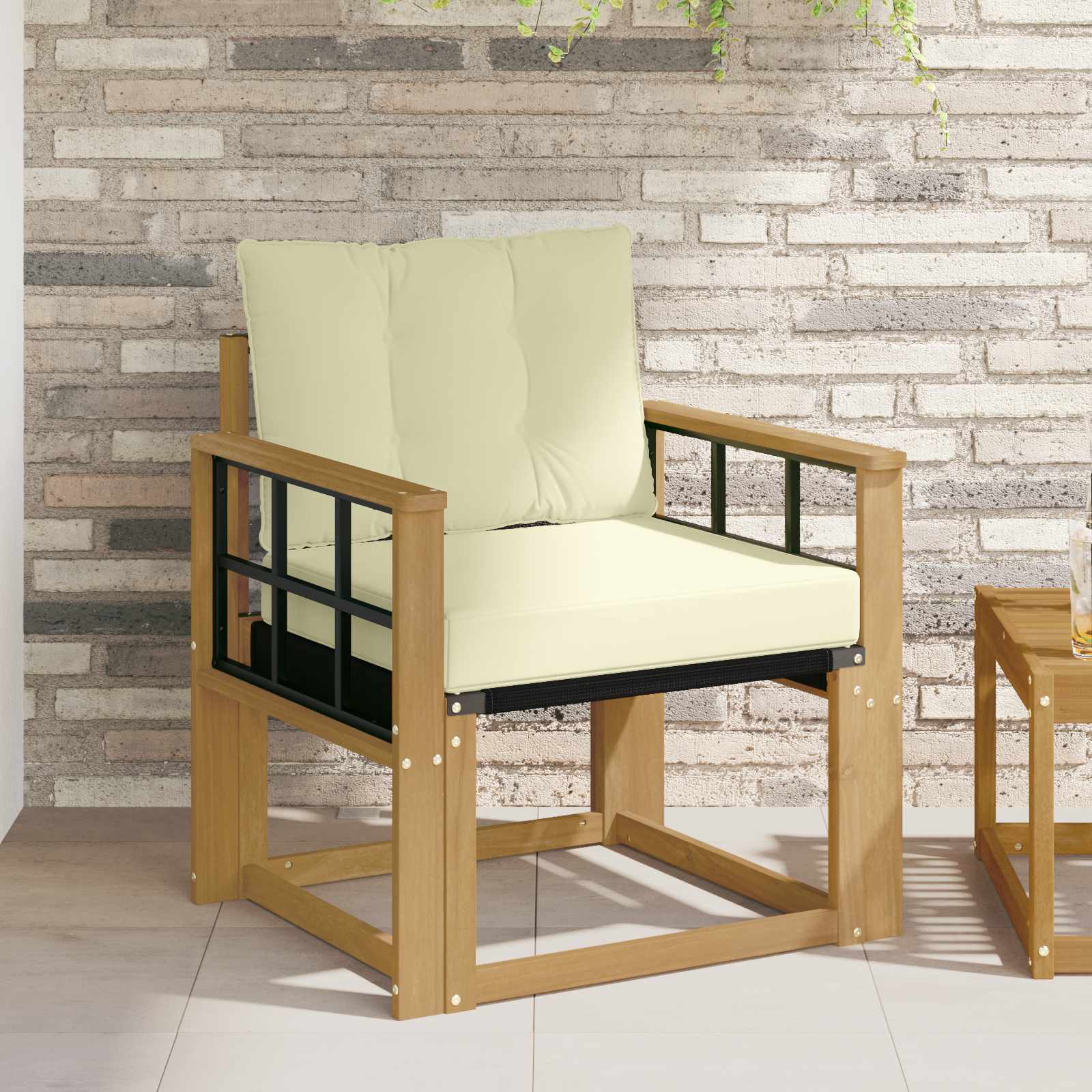 Outdoor-Sofa Massives Akazienholz und Textilene Weiß