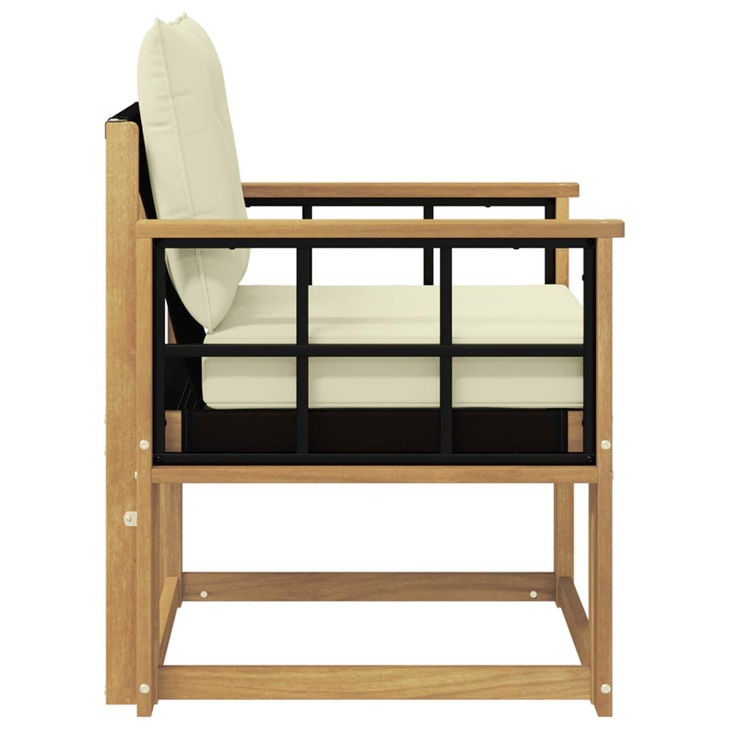 Outdoor-Sofa Massives Akazienholz und Textilene Weiß