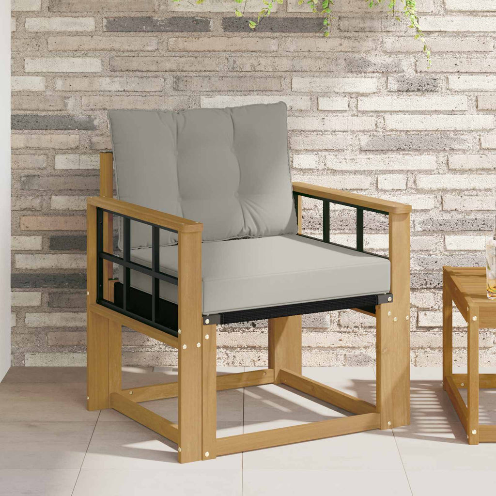 Outdoor-Sofa Massives Akazienholz und Textilene Weiß