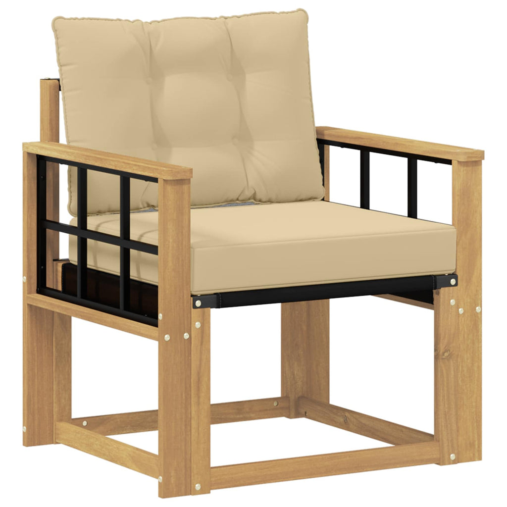Outdoor-Sofa Massives Akazienholz und Textilene Weiß