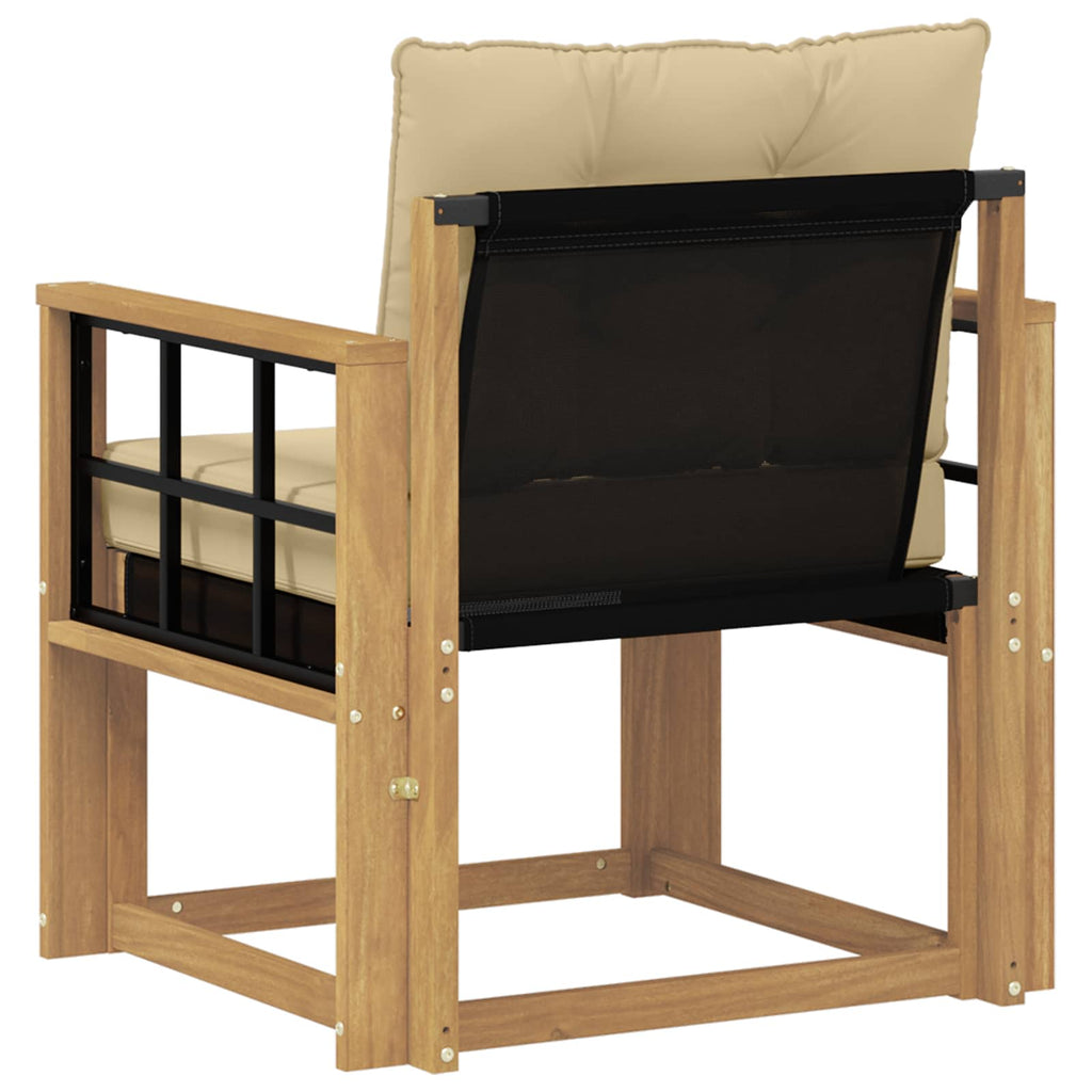 Outdoor-Sofa Massives Akazienholz und Textilene Weiß