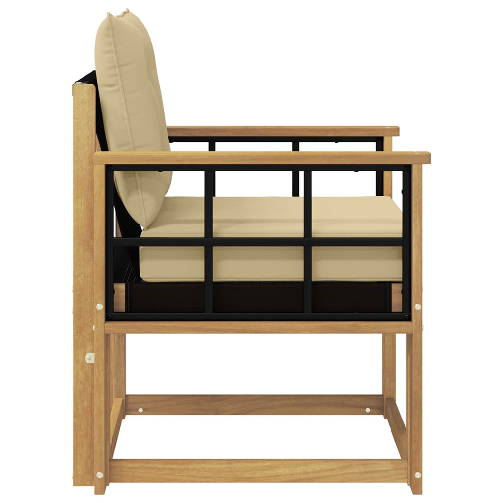 Outdoor-Sofa Massives Akazienholz und Textilene Weiß