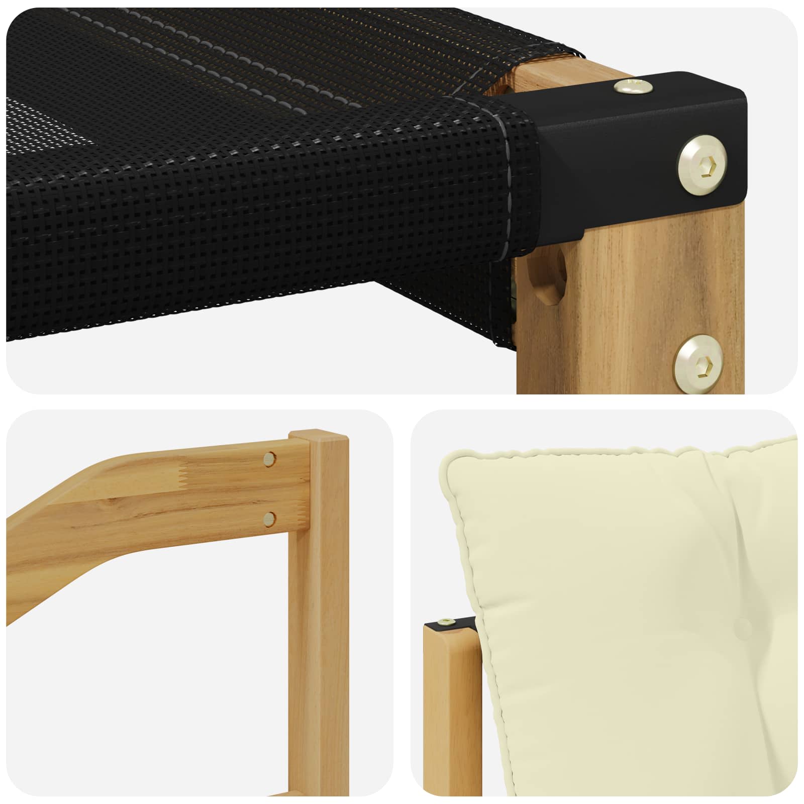 Outdoor-Sofa Massivholz Akazie Weiß und Creme